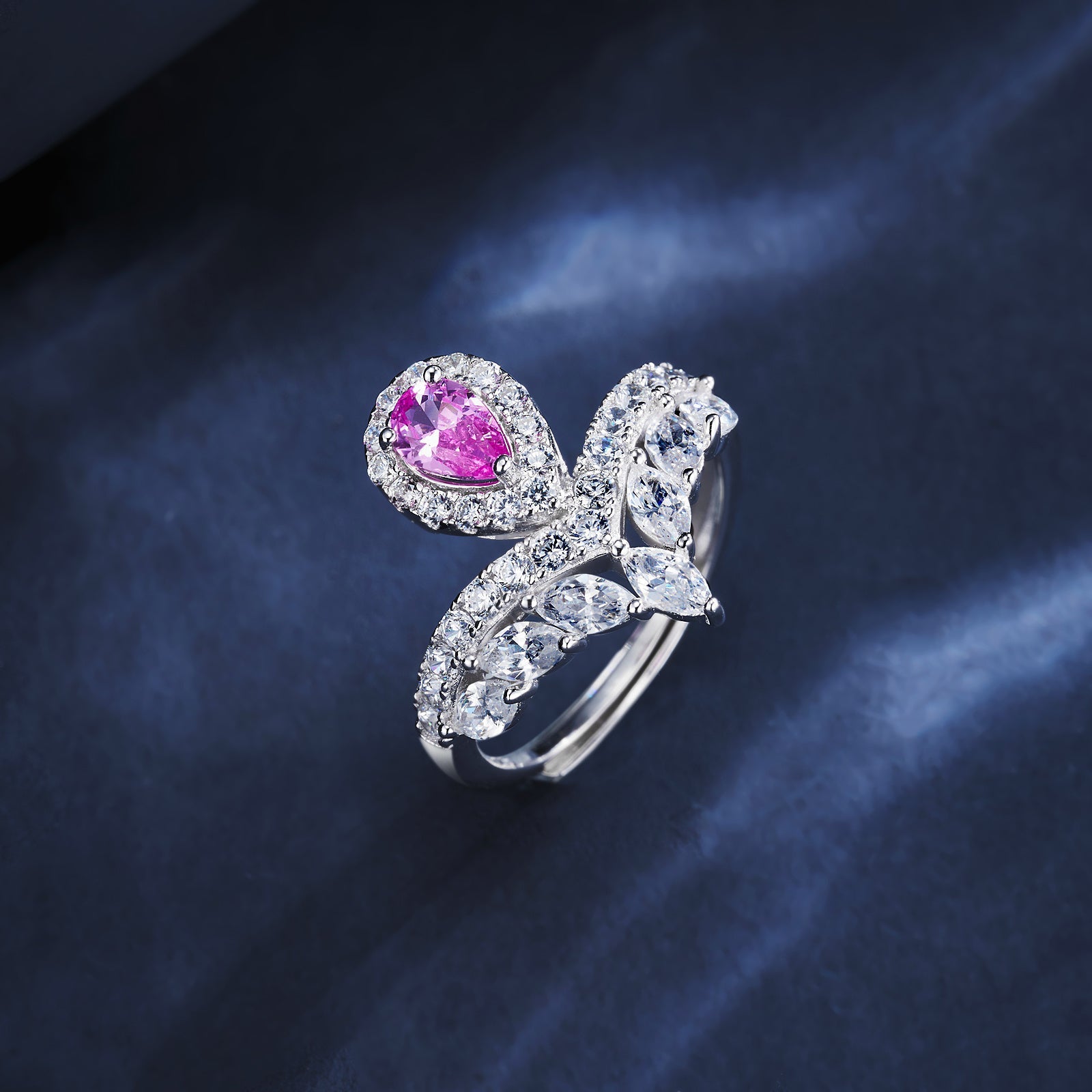 V Love Letter | Teardrop Lab-Created Ruby Diamond Ring