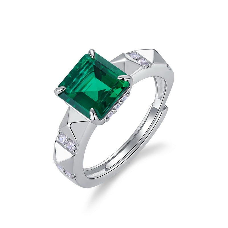 Geometric Oasis | Pyramid Shank Square Emerald Ring