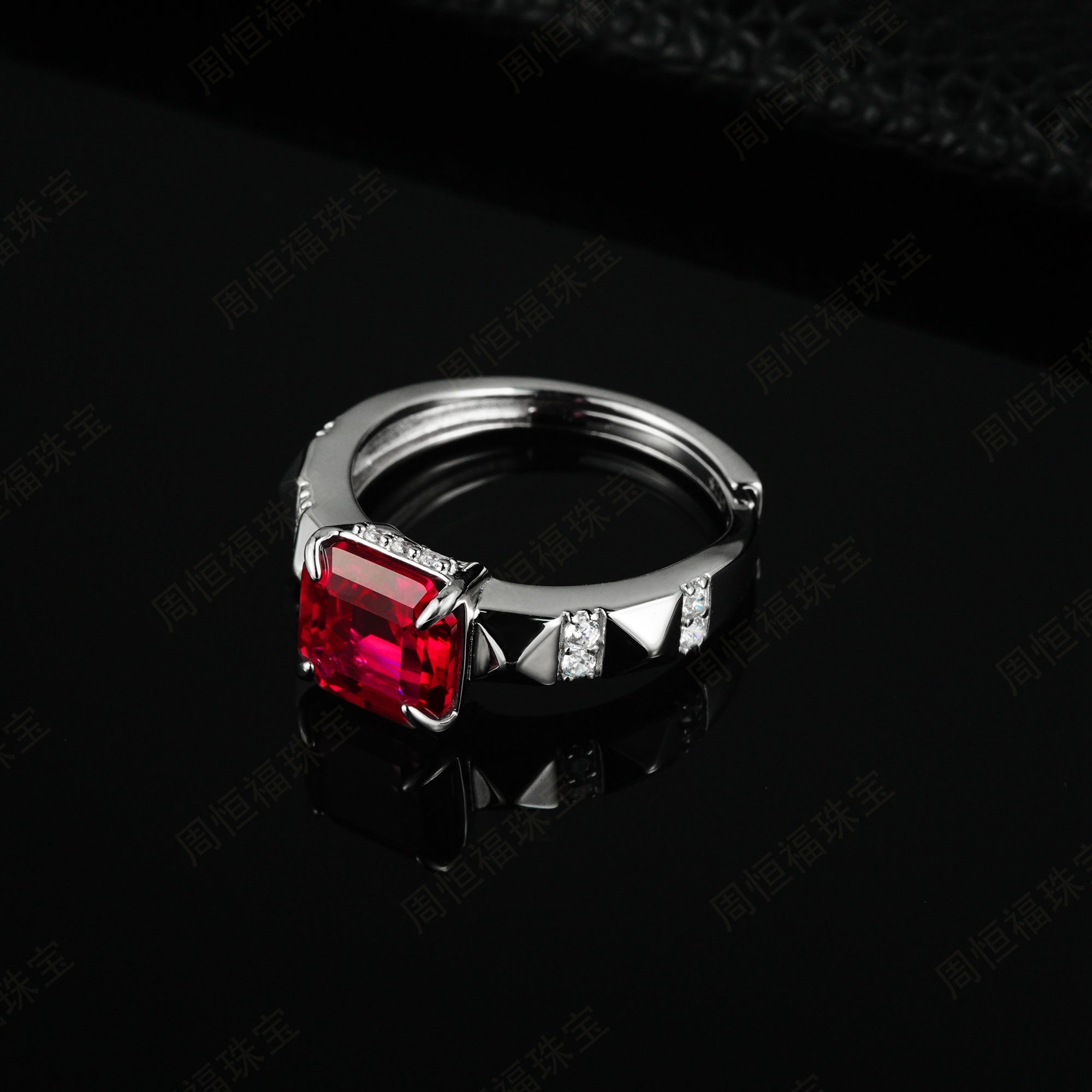 Geometric Oasis | Pyramid Shank Square Emerald Ring