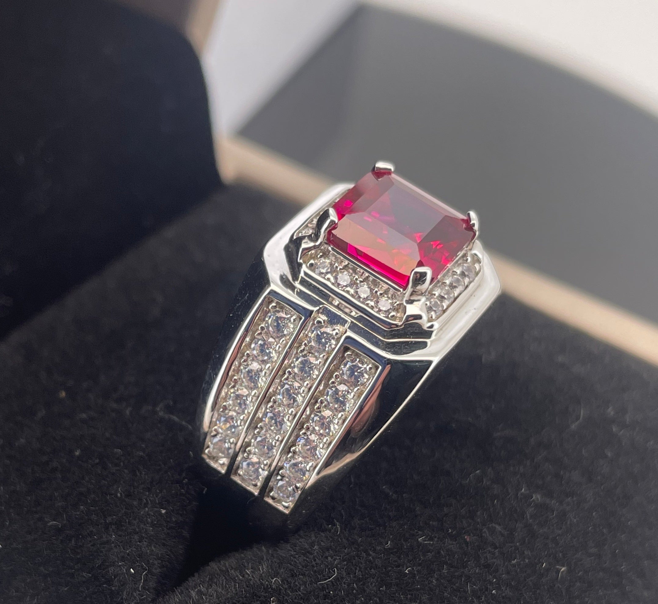 Confined Brilliance | Full Diamond Surround Lab-Created Emerald Ring