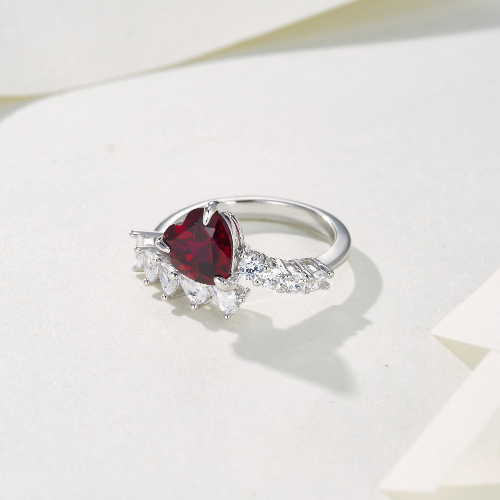With Brilliance, Guarding a Heart | Heart-Shaped Lab-Created Emerald Diamond Ring