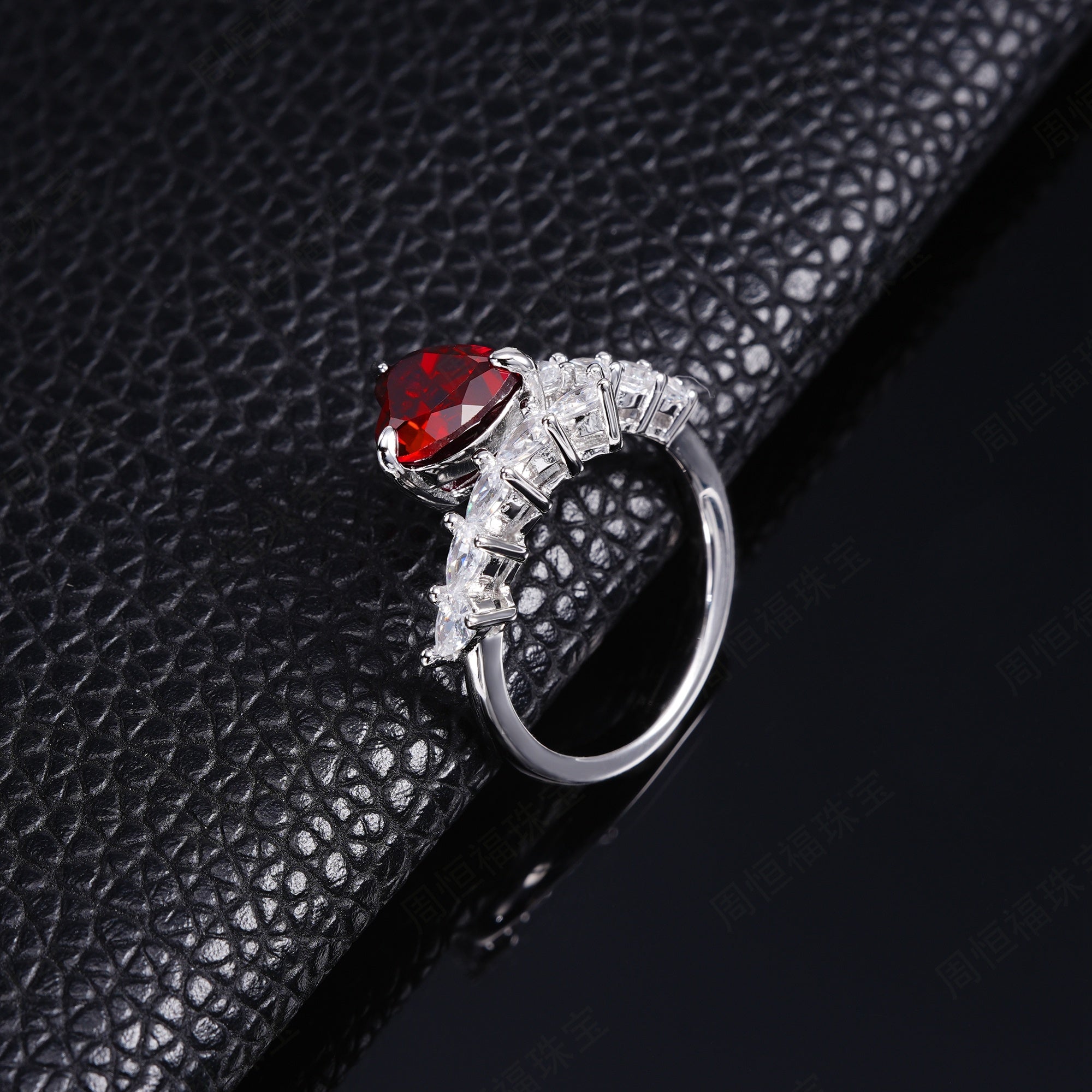 With Brilliance, Guarding a Heart | Heart-Shaped Lab-Created Emerald Diamond Ring