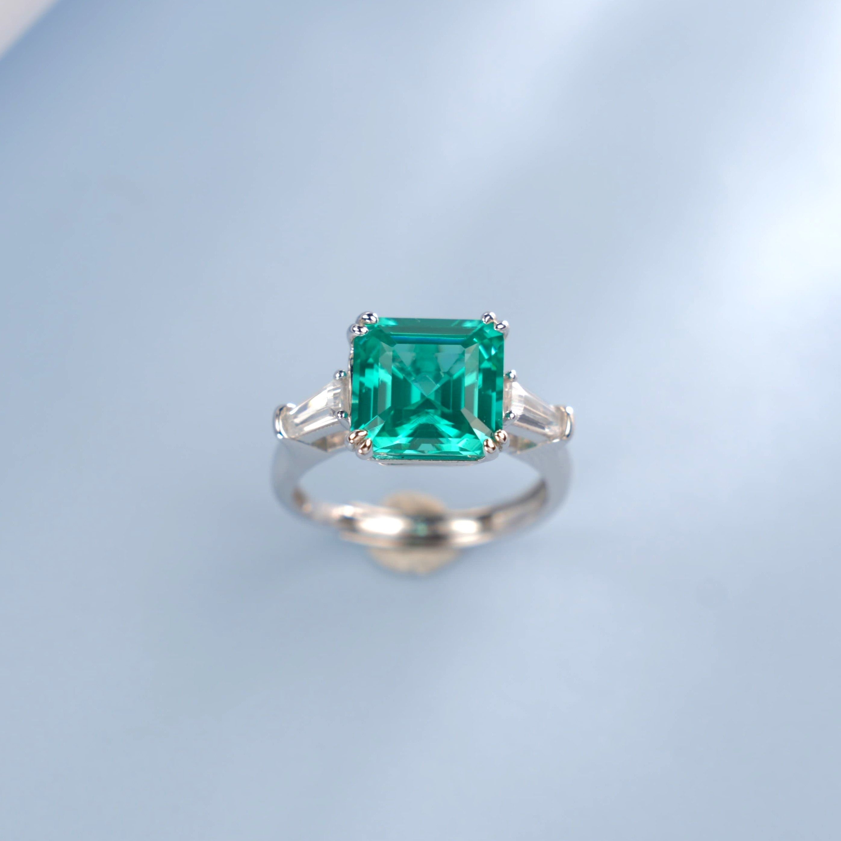 Trio of Time | Classic Three-Stone Lab-Created Emerald Ring
