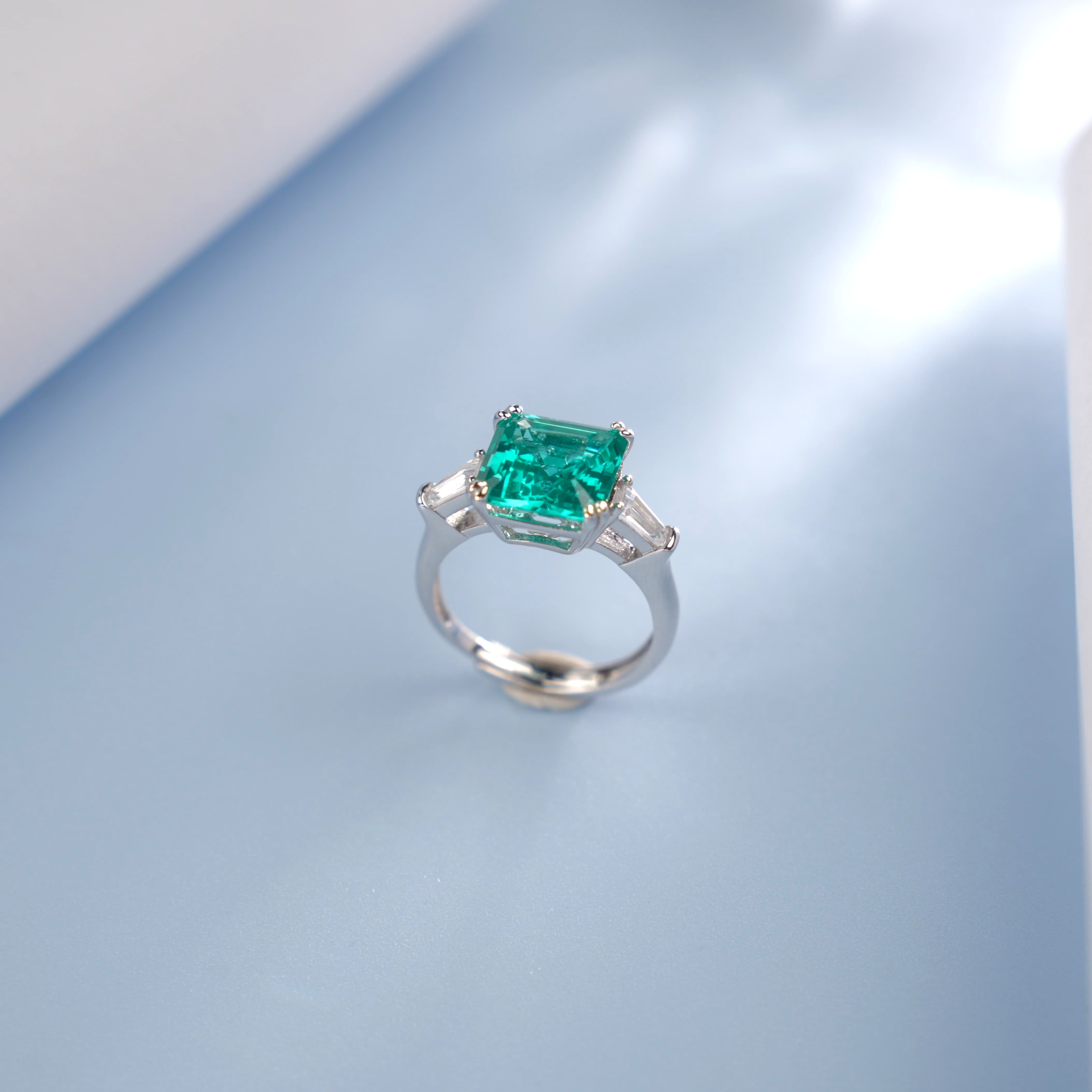 Trio of Time | Classic Three-Stone Lab-Created Emerald Ring