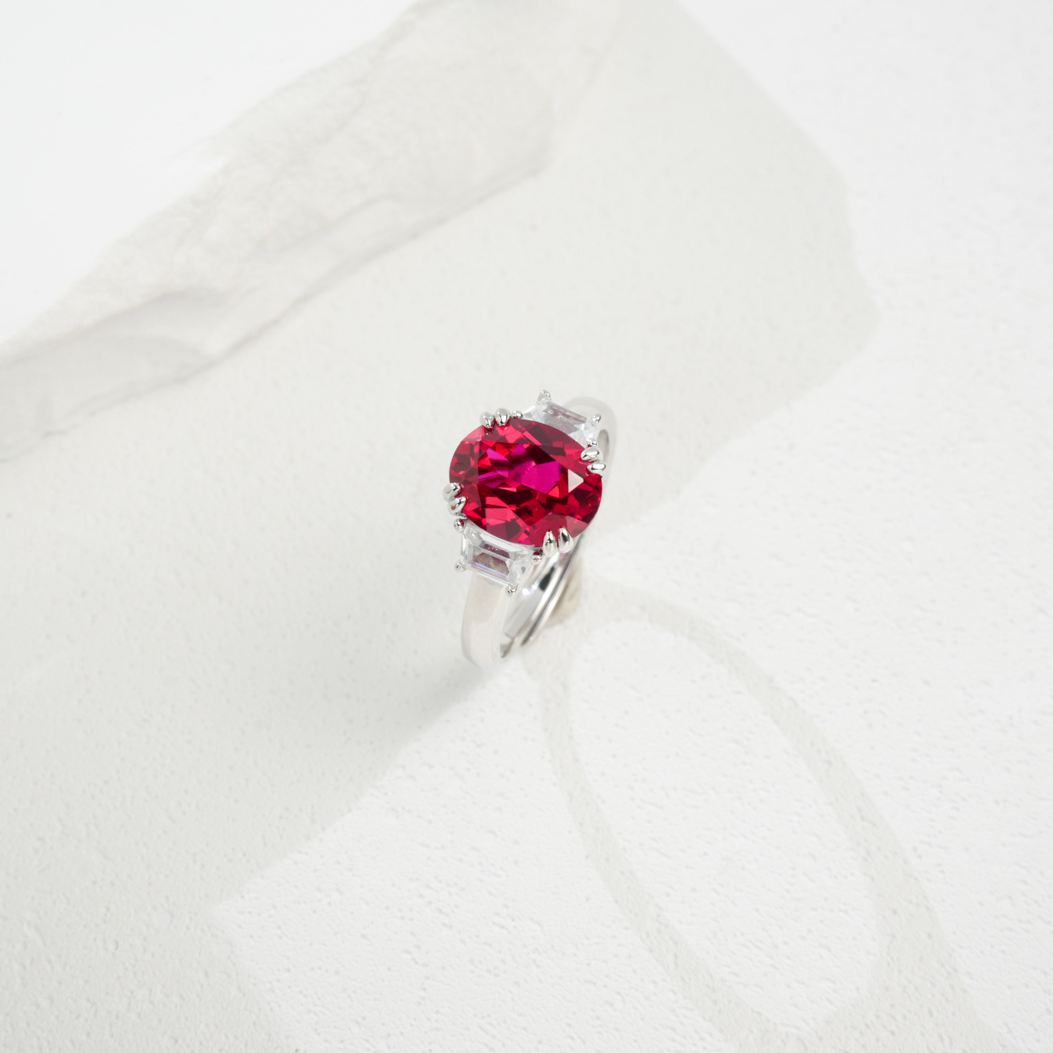 Dual Wings Radiance | Symmetrically Set Oval Lab-Created Emerald Ring