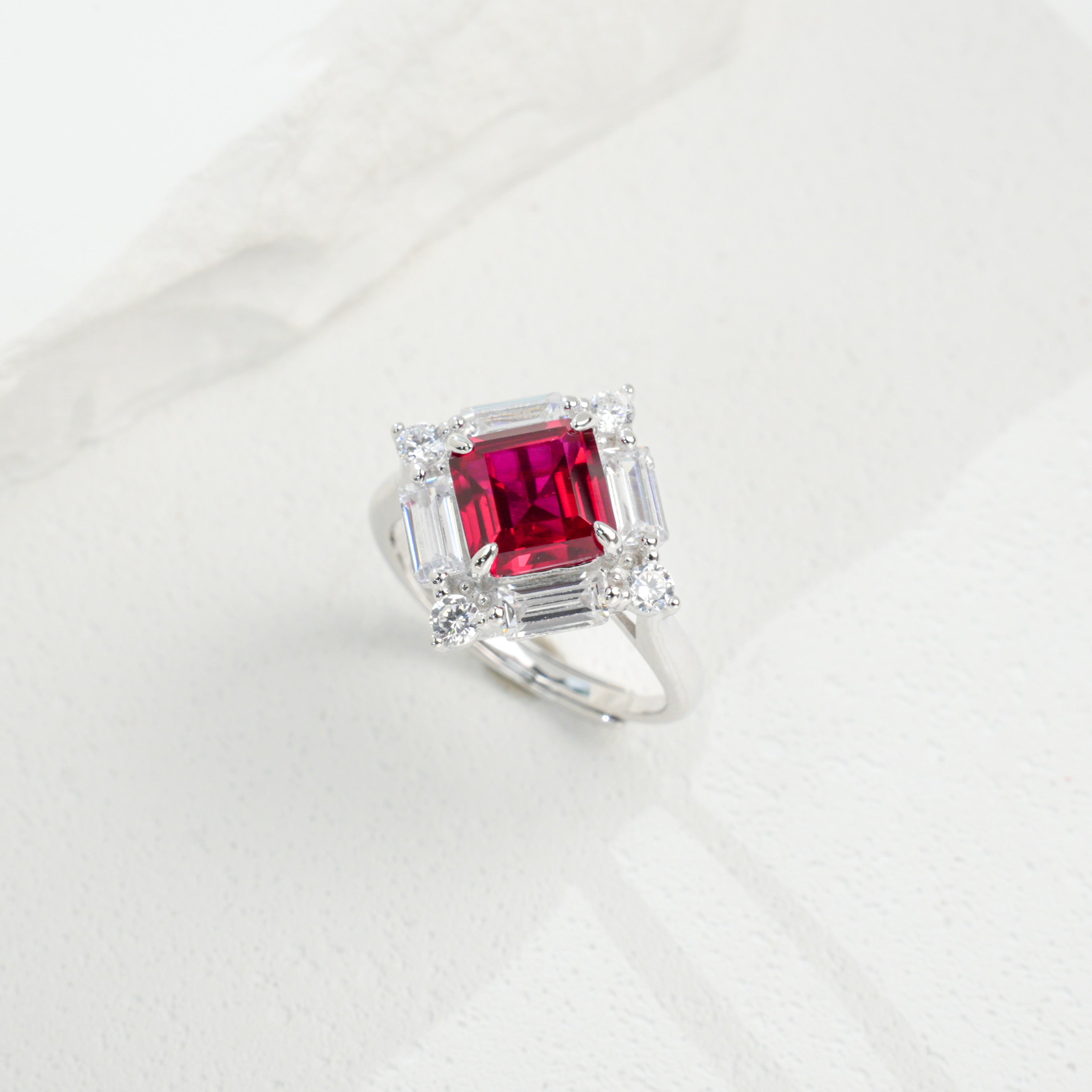 Confined Brilliance | Full Pave Diamond Surround Square Lab-Created Emerald Ring