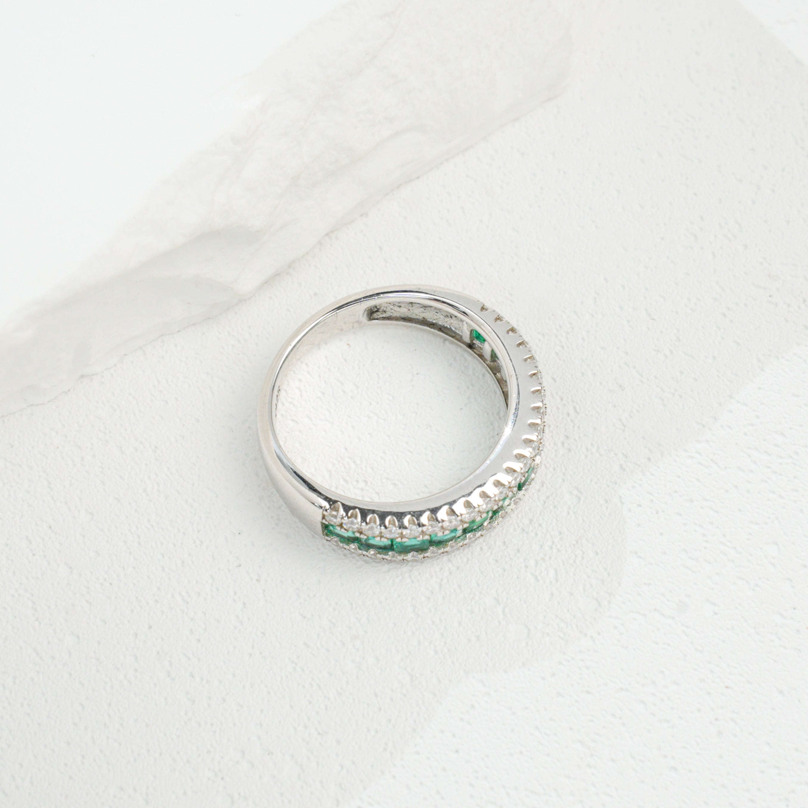 Verses of Green | Row of Square Lab-Created Emerald Ring