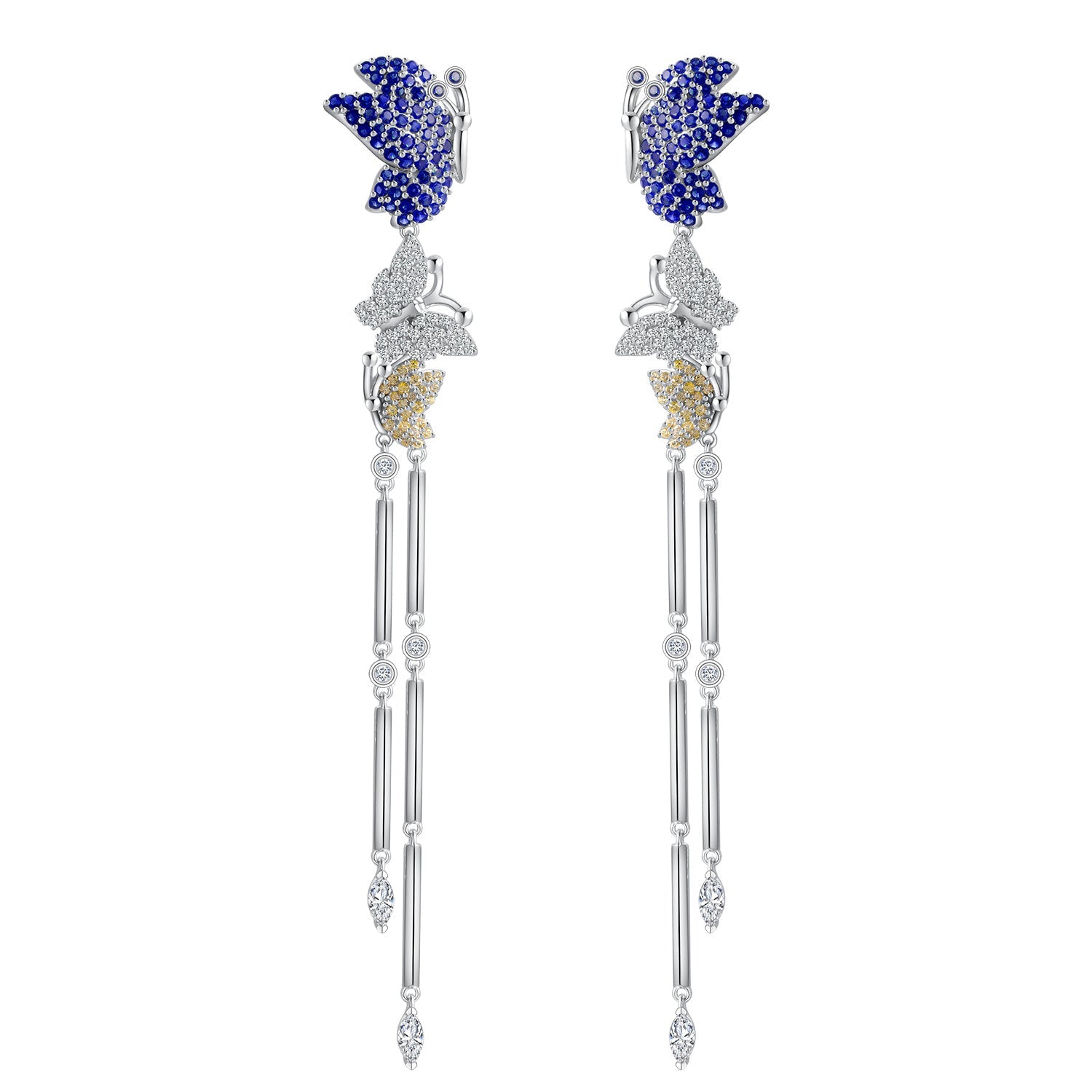 Fluttering Flame | Ruby Butterfly Wing Fringe Earrings