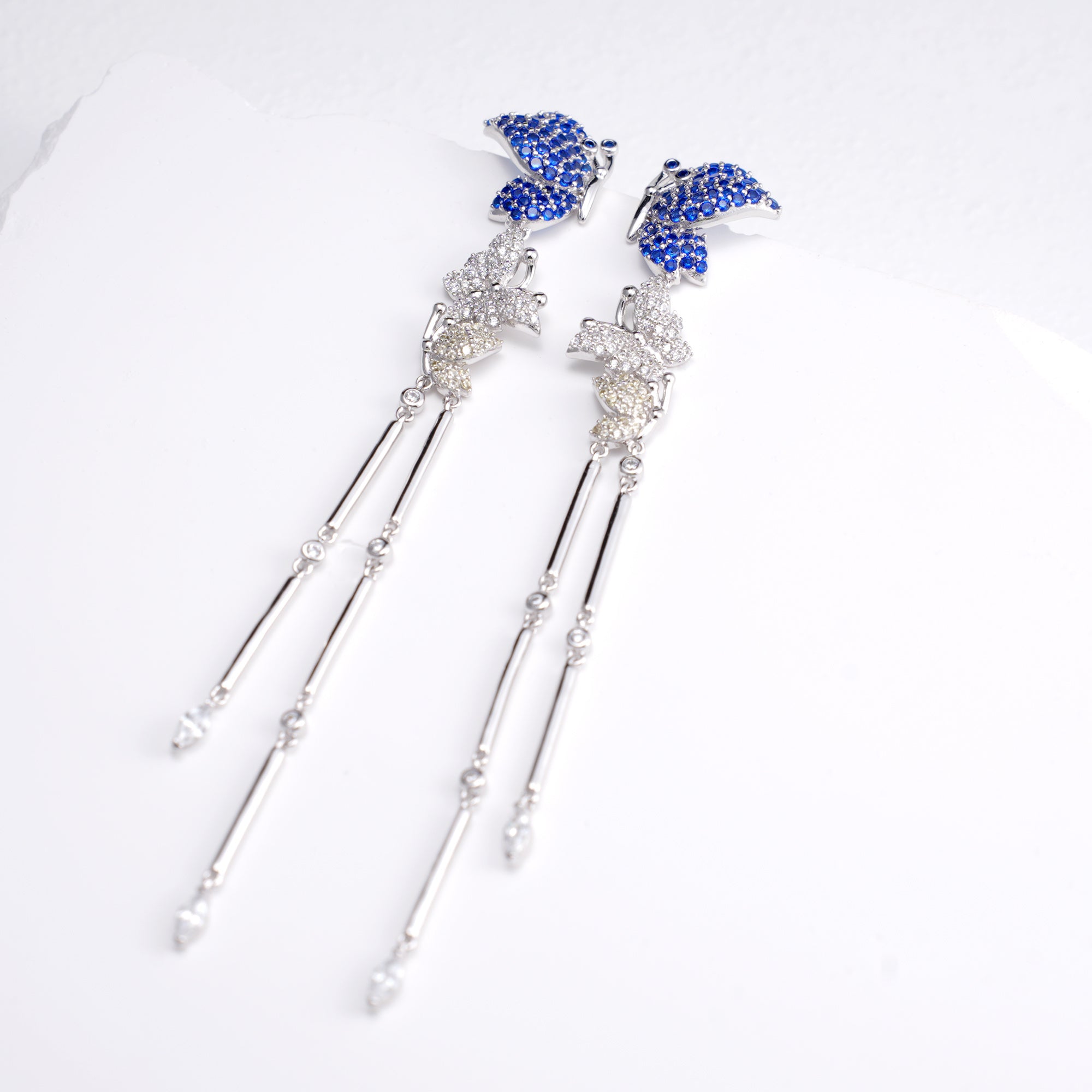 Fluttering Flame | Ruby Butterfly Wing Fringe Earrings