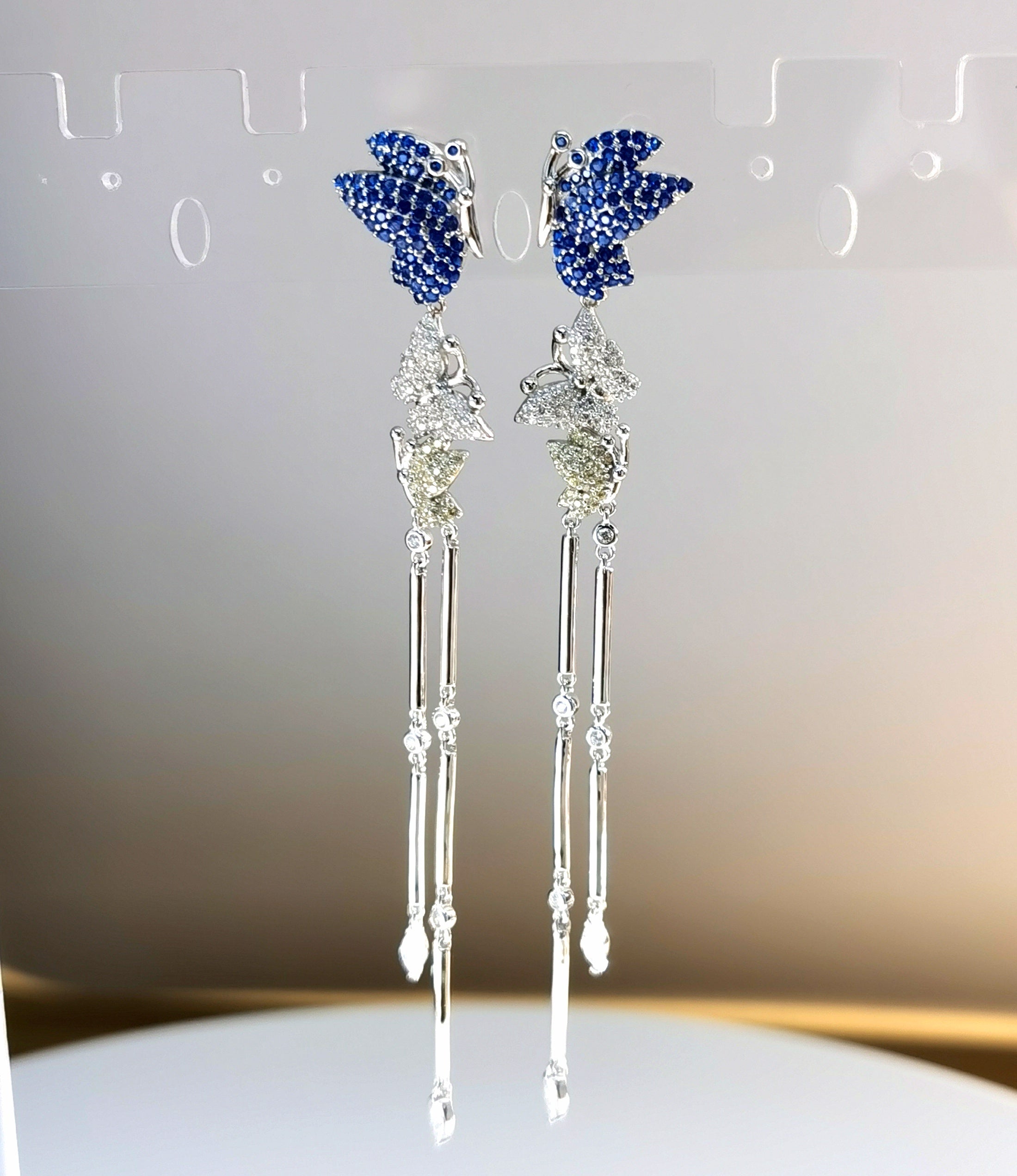 Fluttering Flame | Ruby Butterfly Wing Fringe Earrings