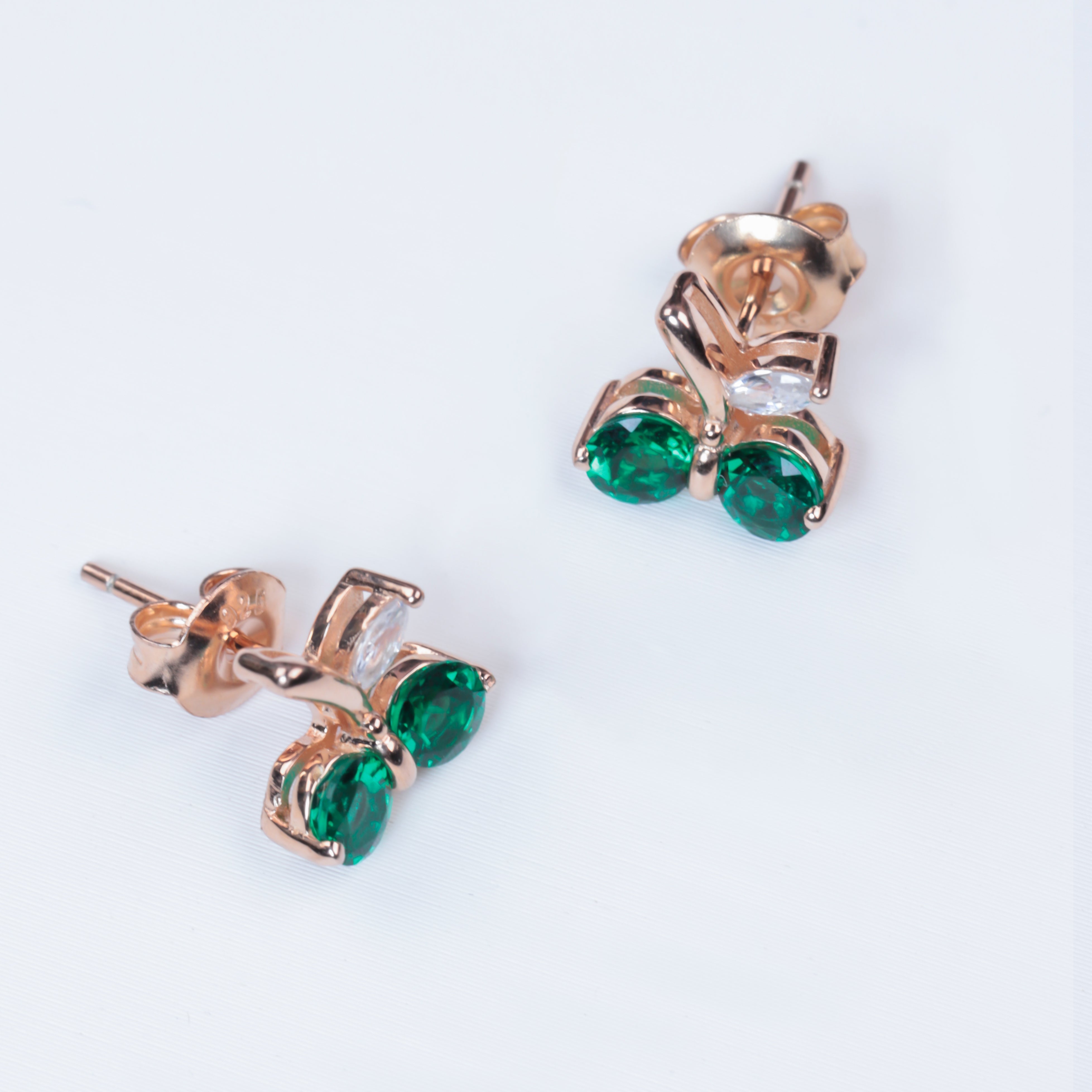 Paired Pearl Radiance | Double Round Lab-Created Emerald Diamond Studs