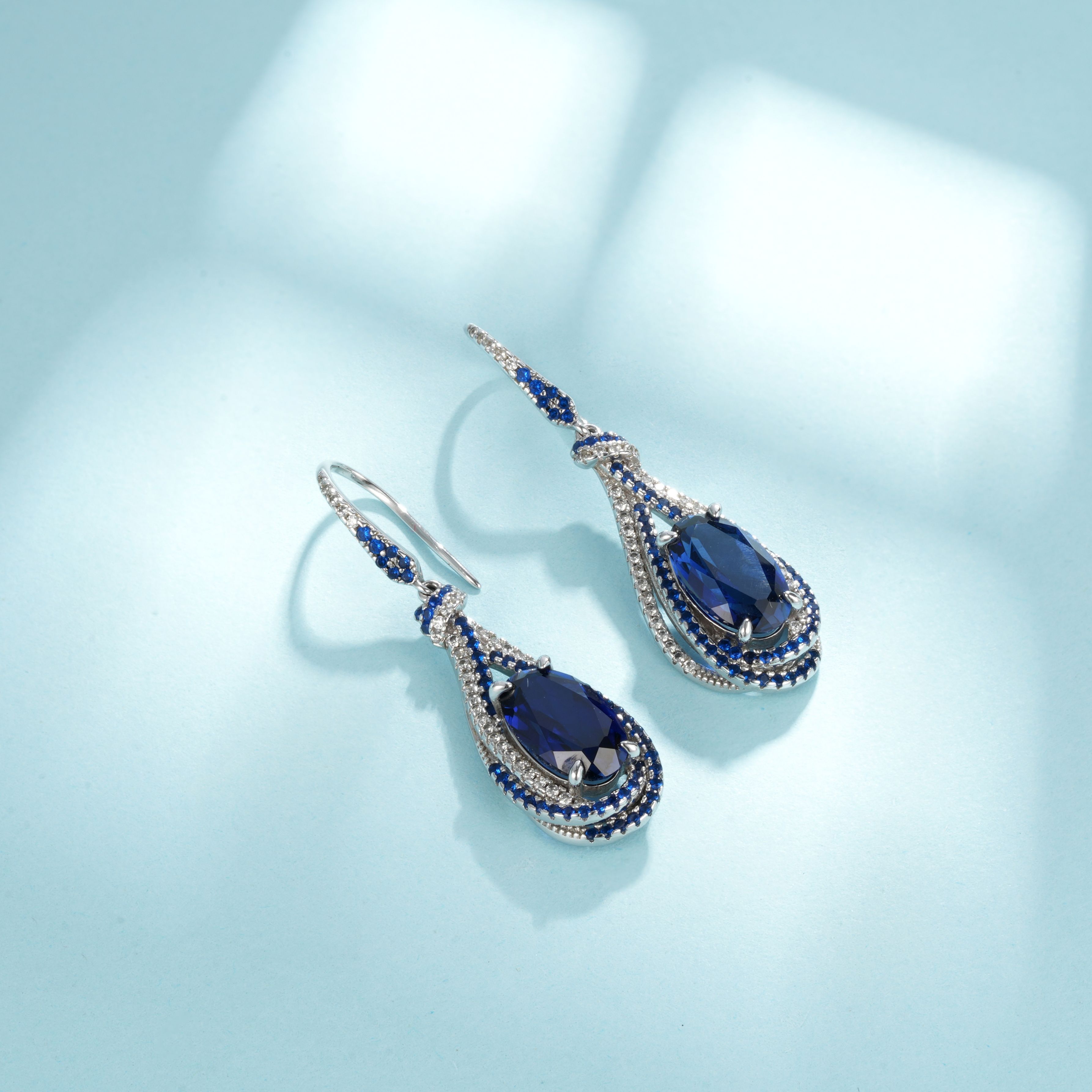 Teardrop Sapphire Dangle Earrings
