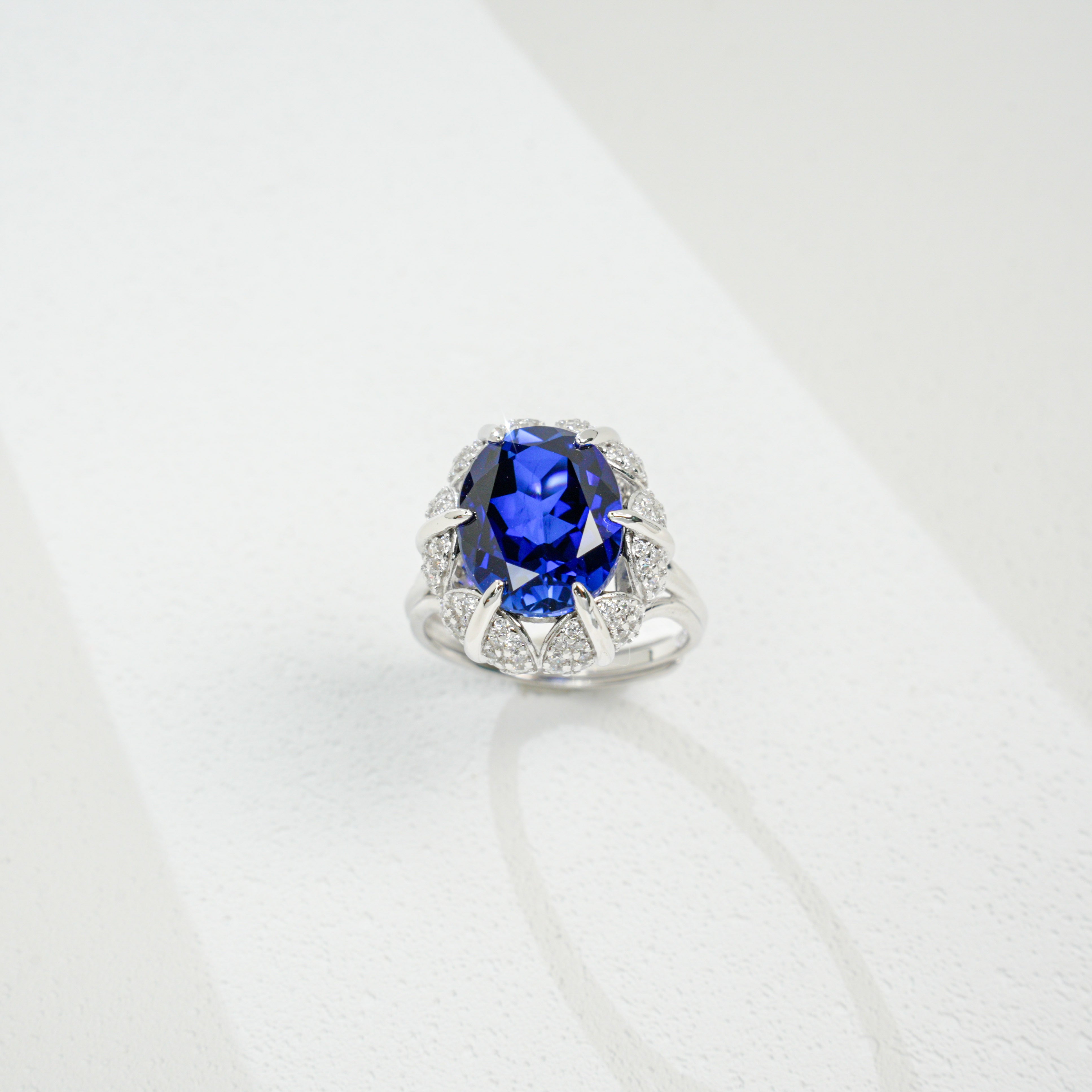 Big Stone Sapphire Halo Ring