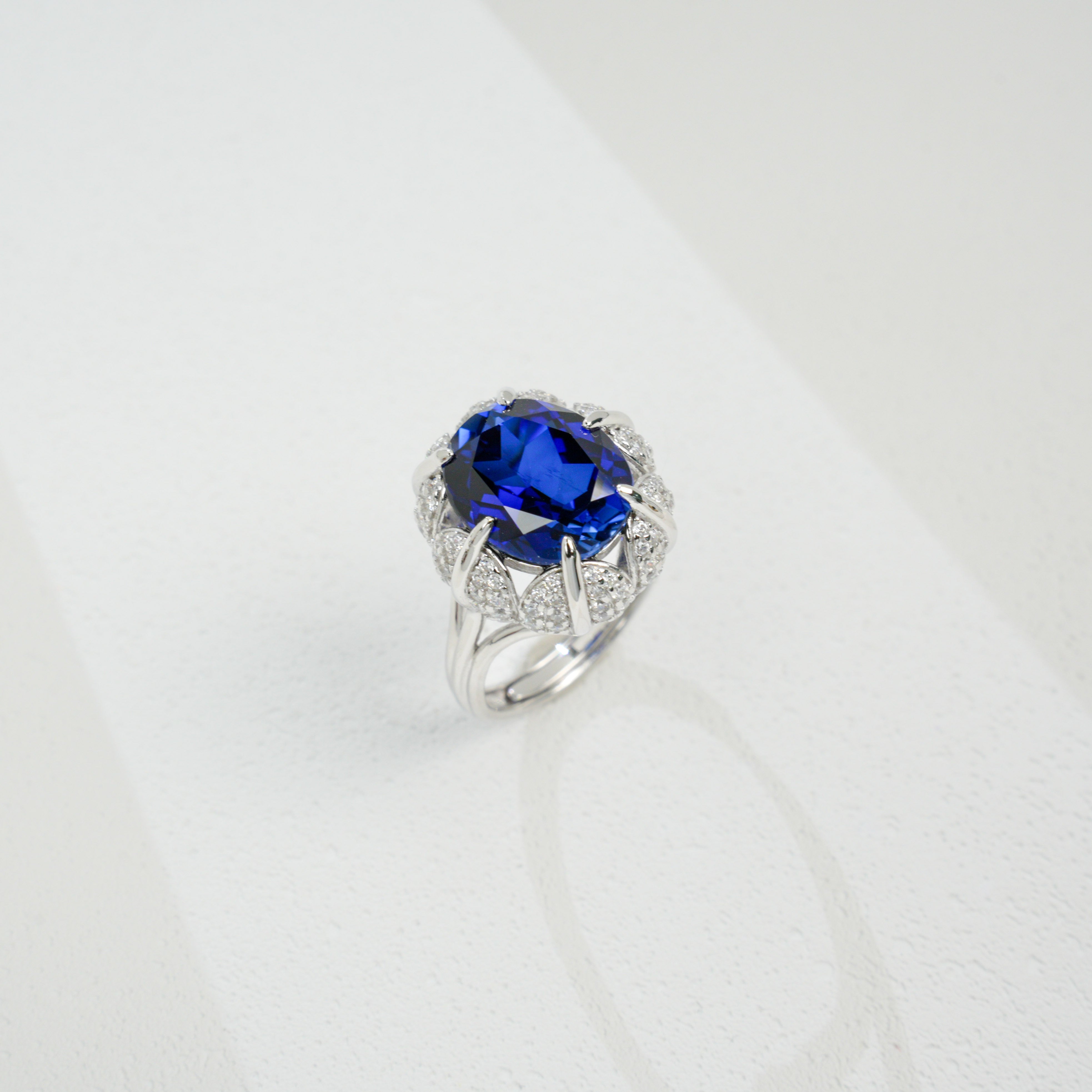 Big Stone Sapphire Halo Ring