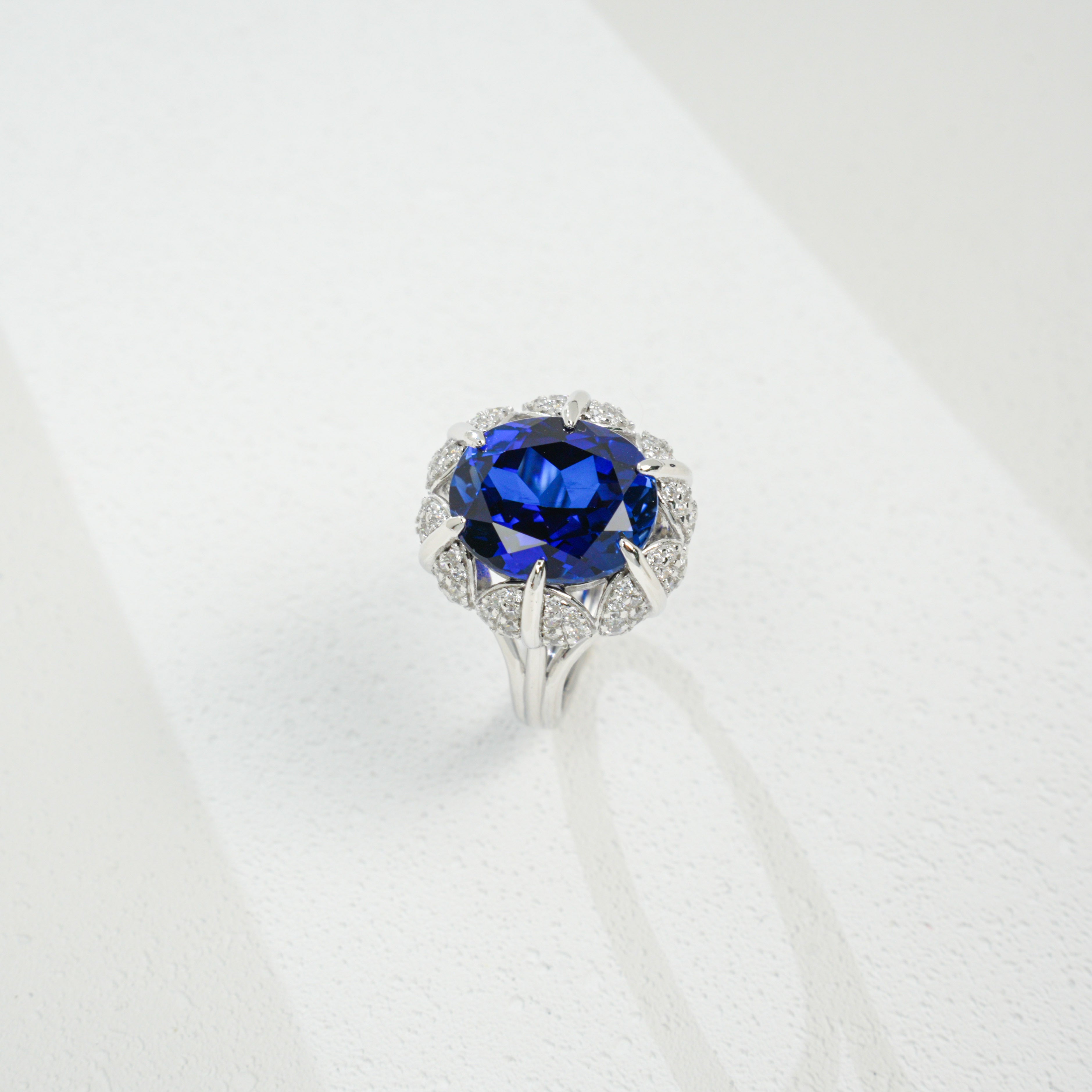 Big Stone Sapphire Halo Ring