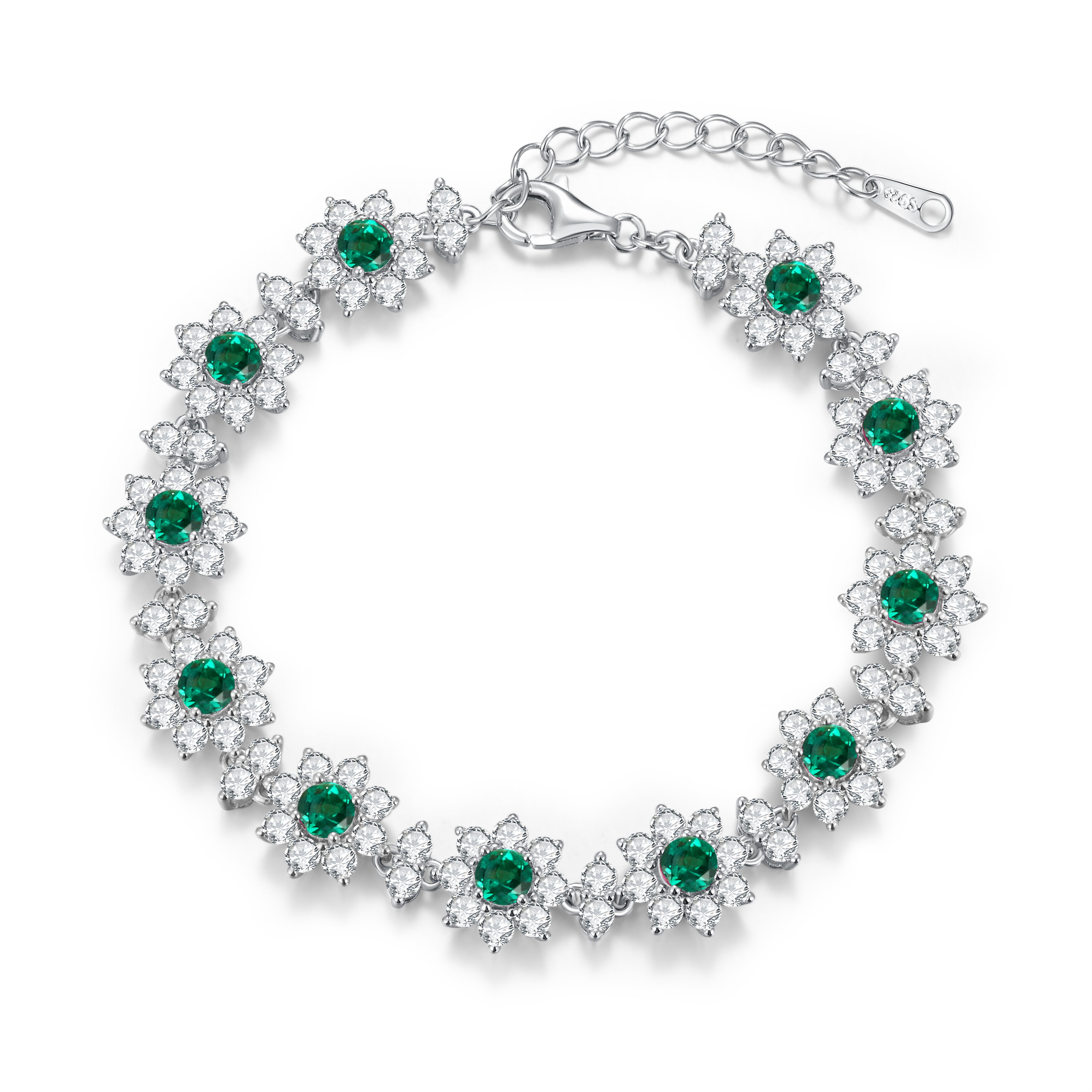 Dainty Emerald Cluster Bracelet