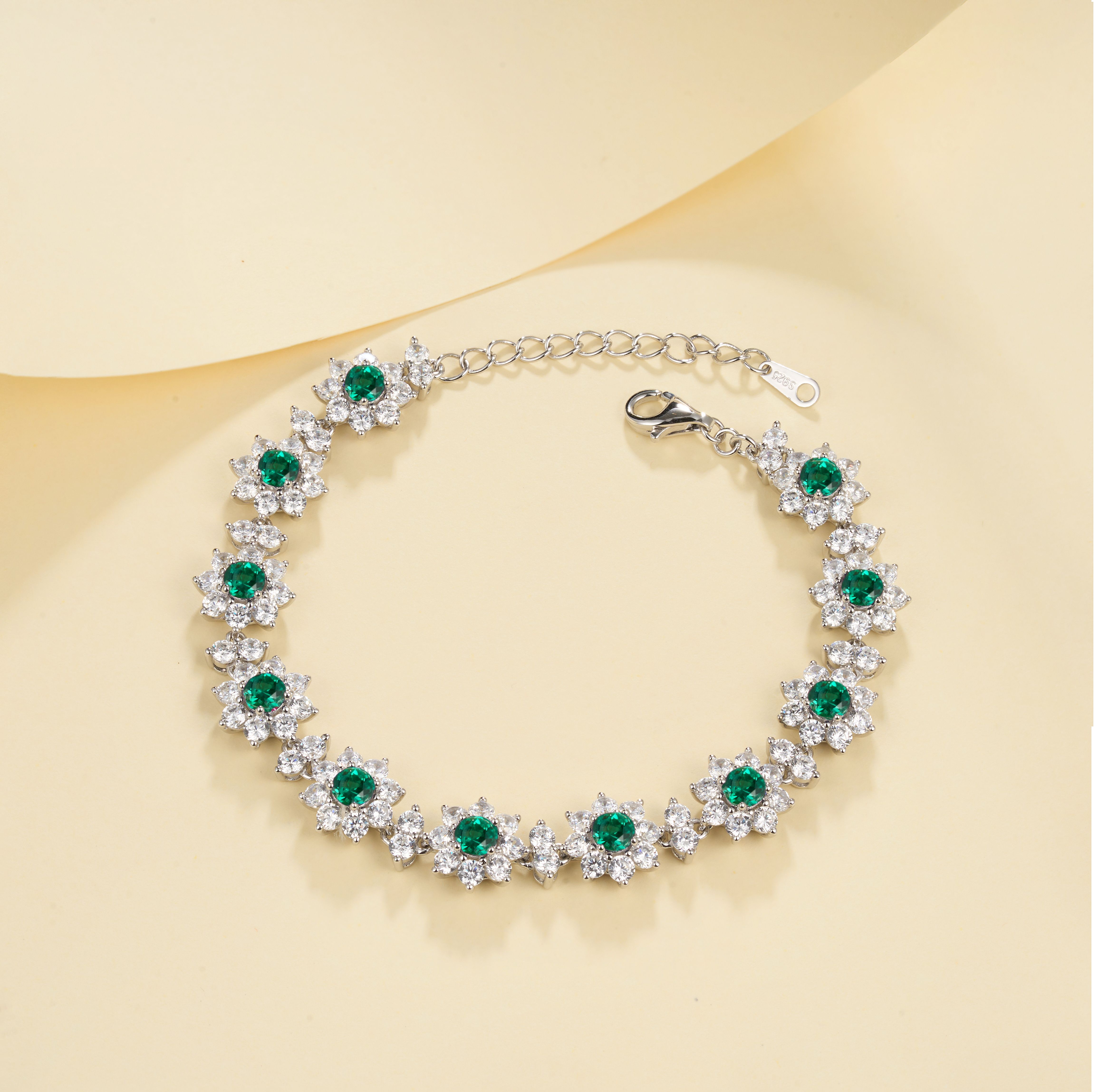 Dainty Emerald Cluster Bracelet