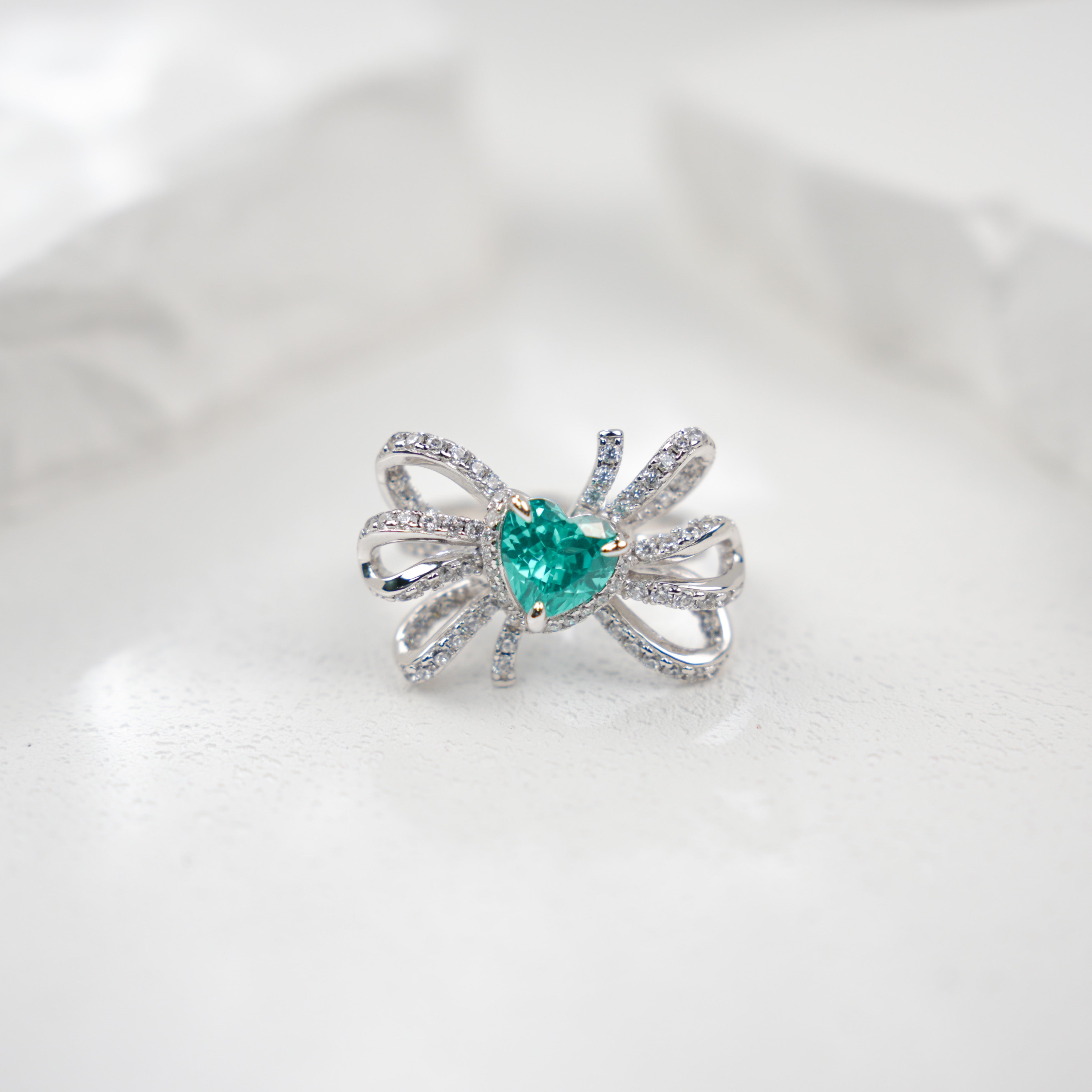 Heart Paraiba Bow Ring