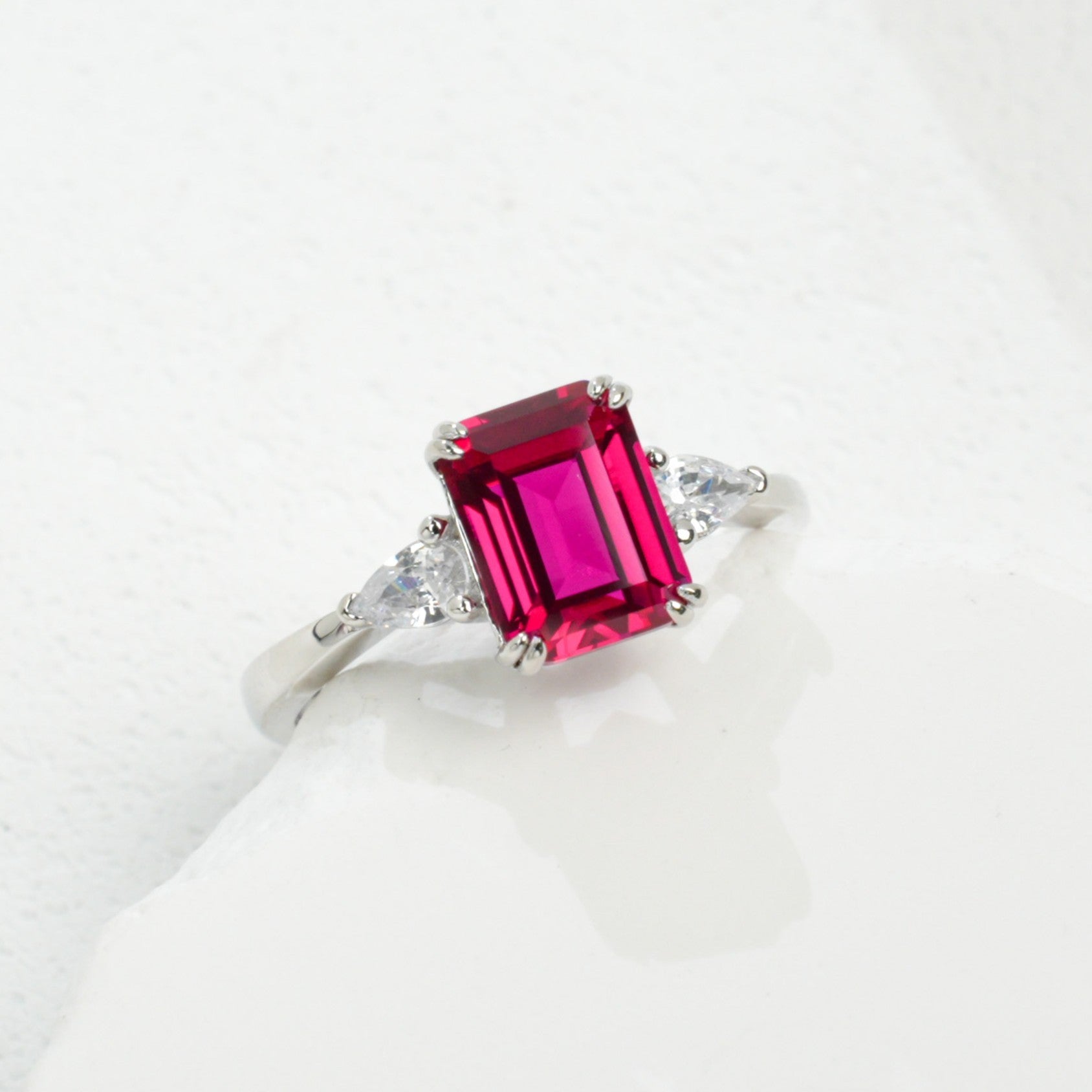 Emerald Cut Ruby Ring