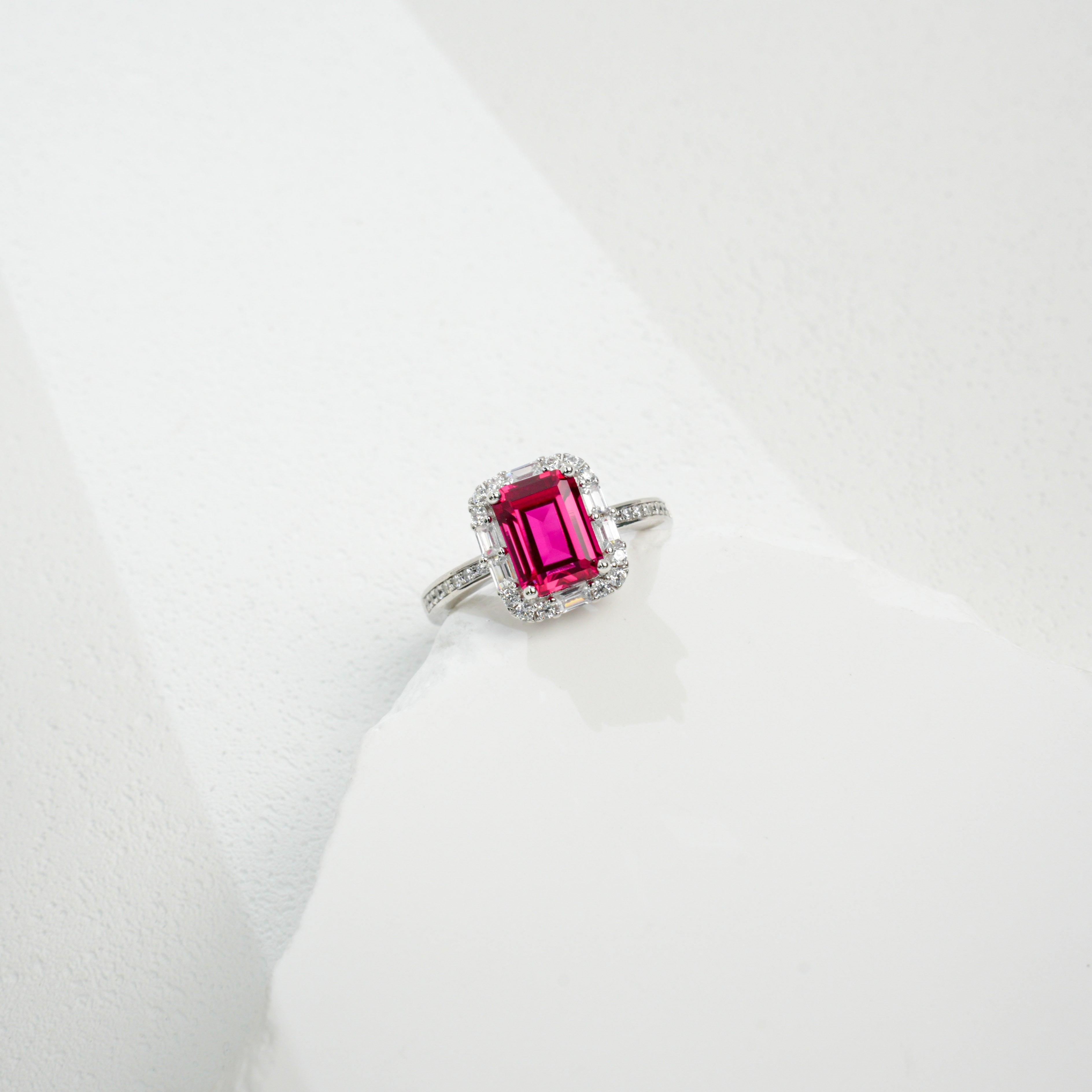 Ruby Halo Diamond Ring