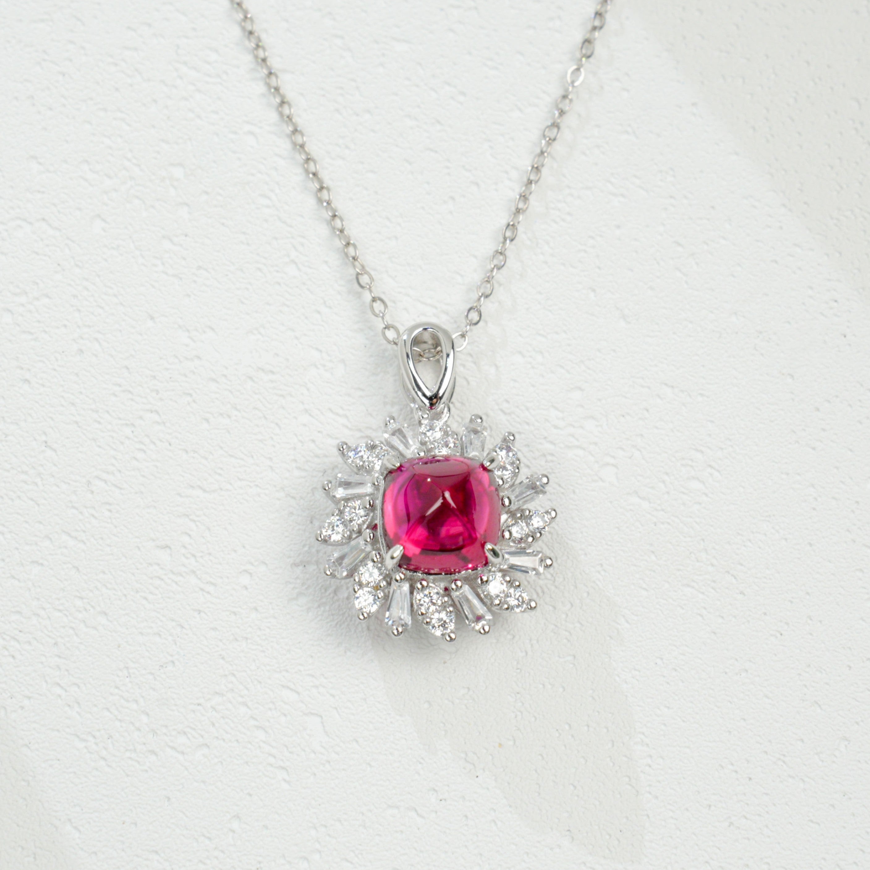 Ruby Sunburst Pendant Necklace