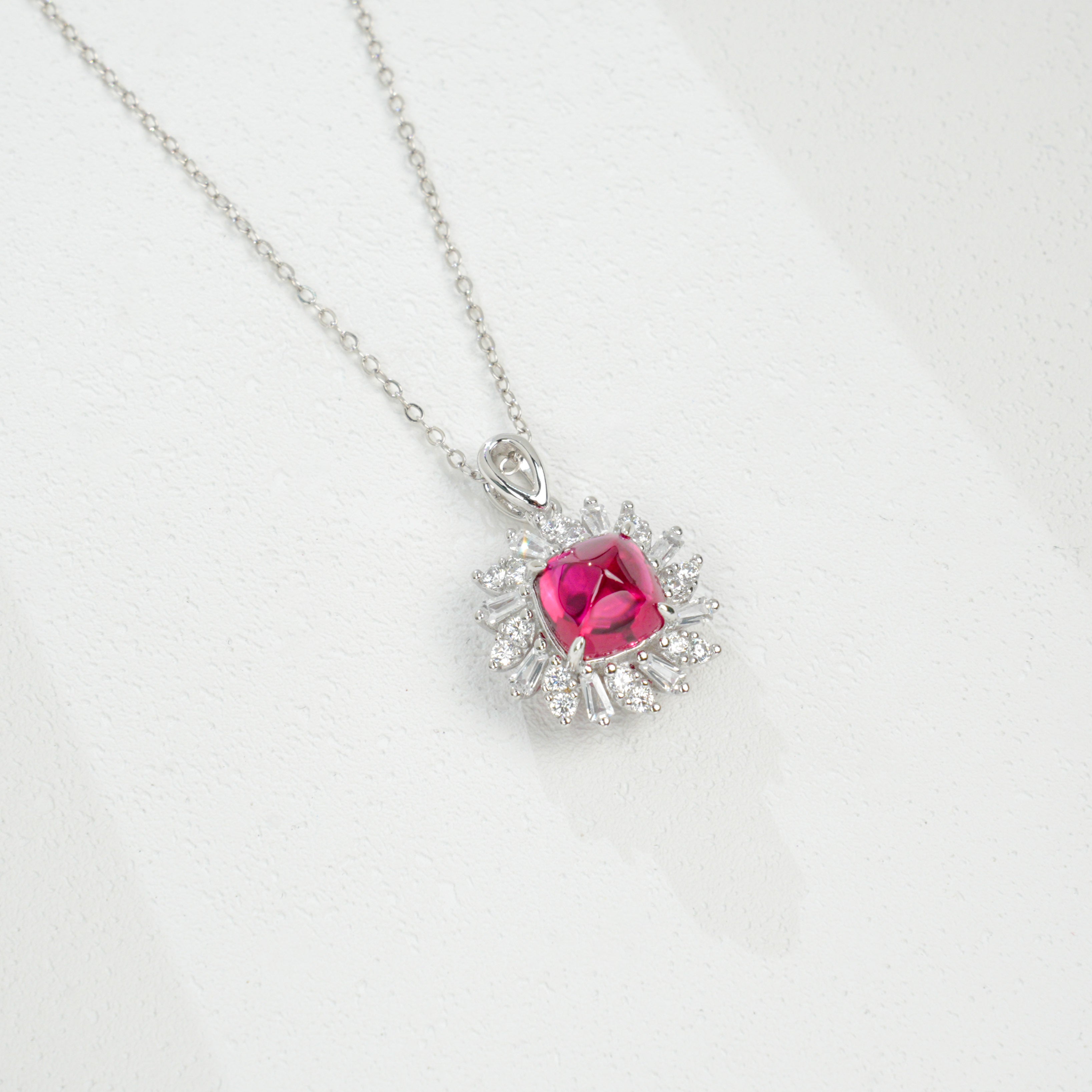 Ruby Sunburst Pendant Necklace