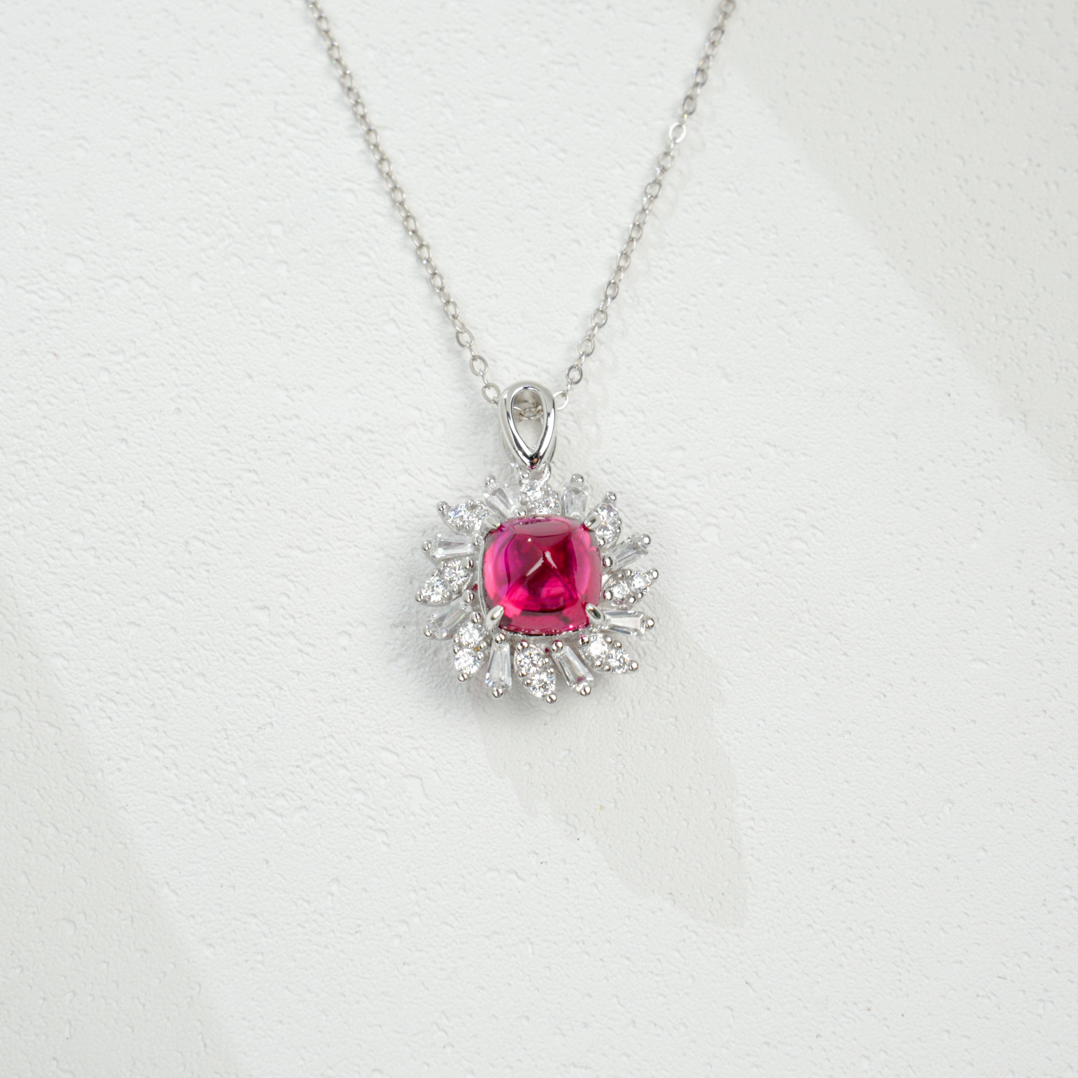 Ruby Sunburst Pendant Necklace