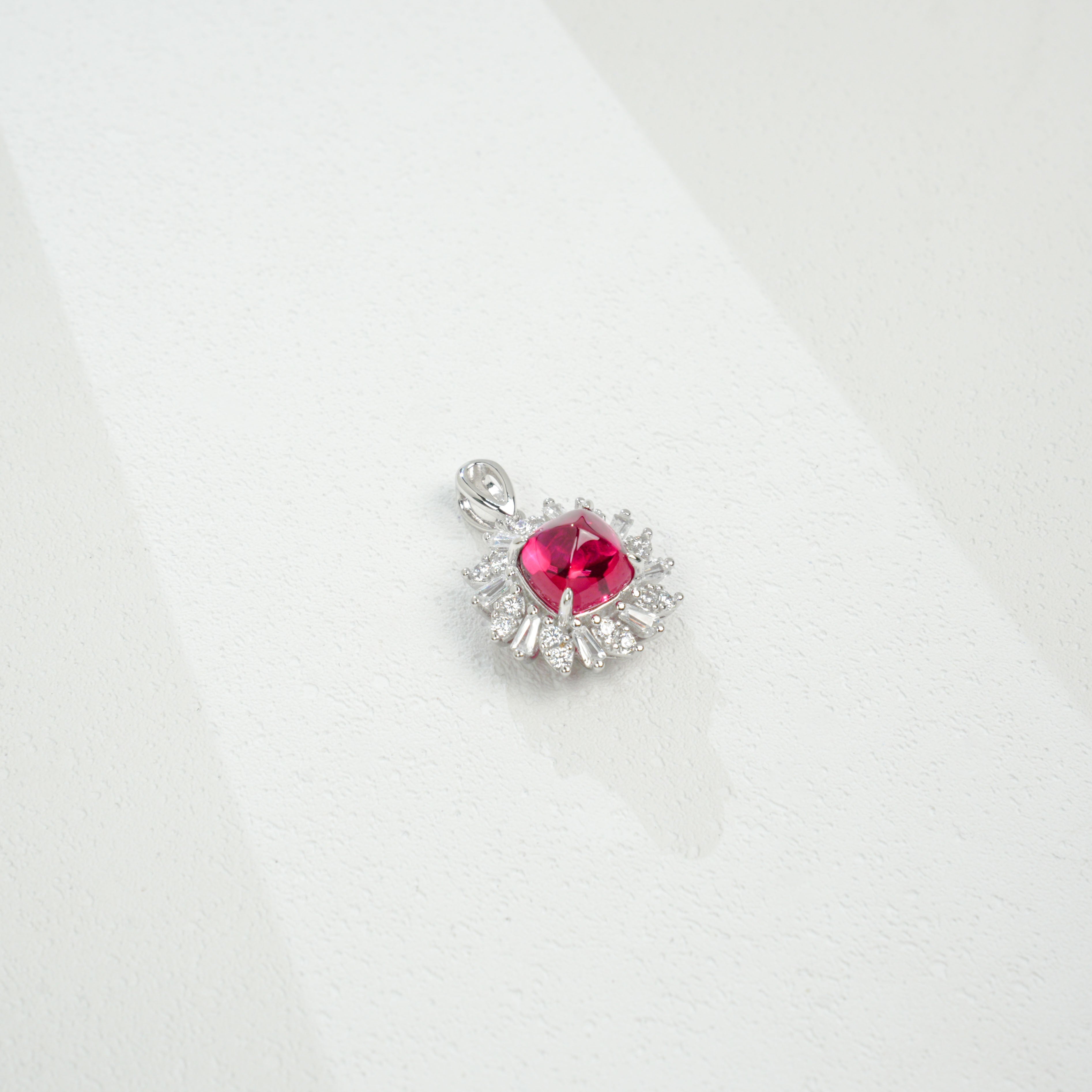 Ruby Sunburst Pendant Necklace