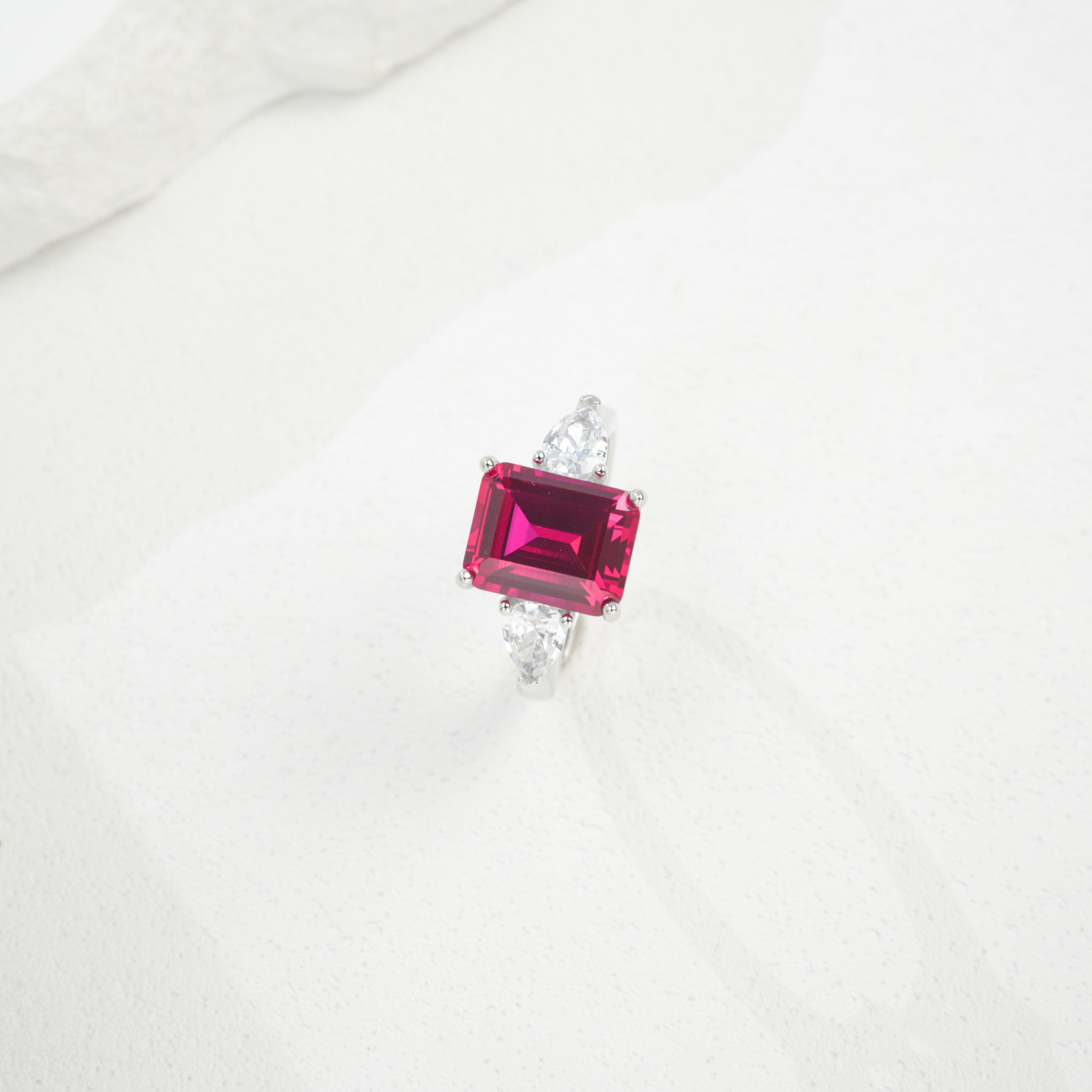 Lab-Grown Emerald - Square Emerald Star-Accented Ring