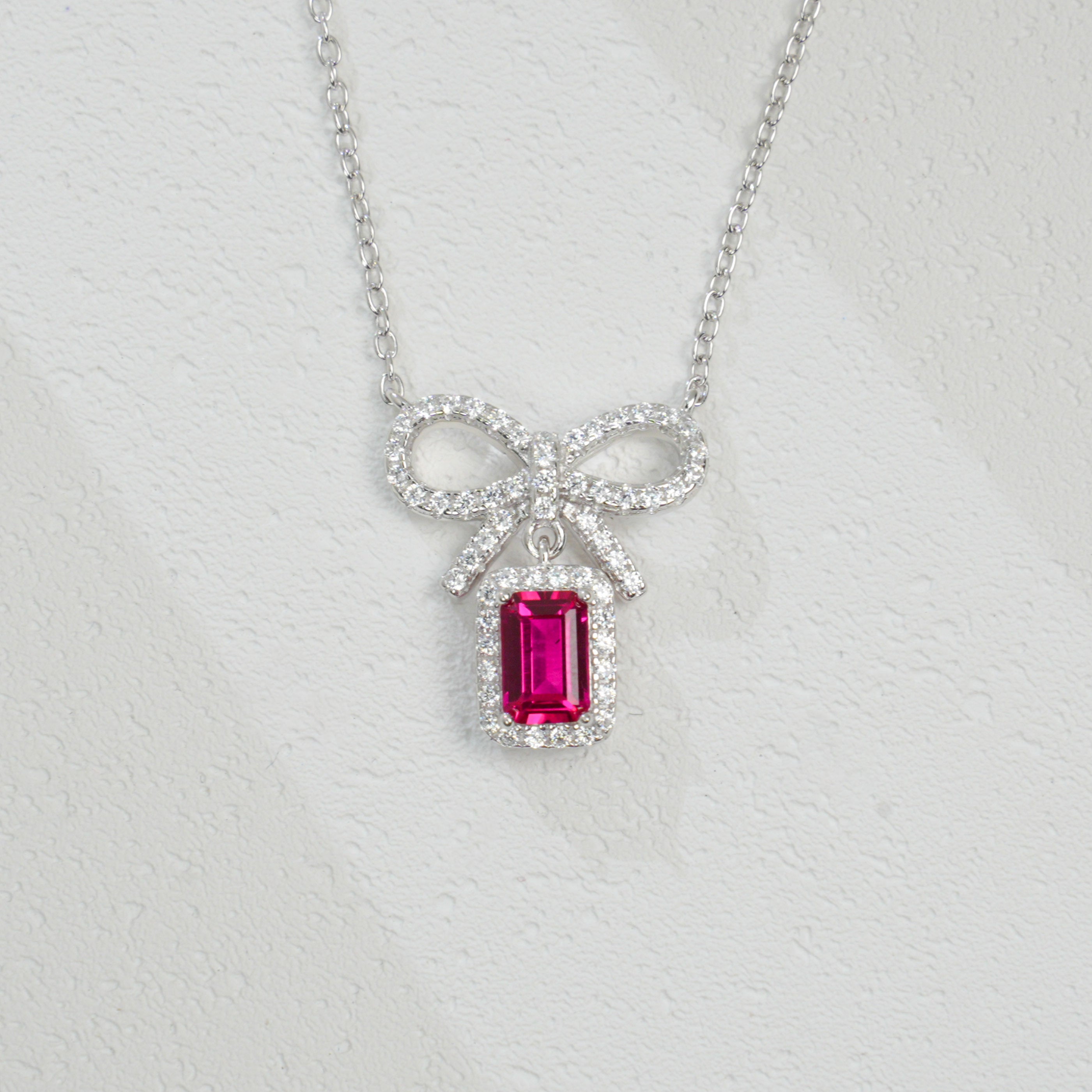 Sapphire Bow Pendant Necklace