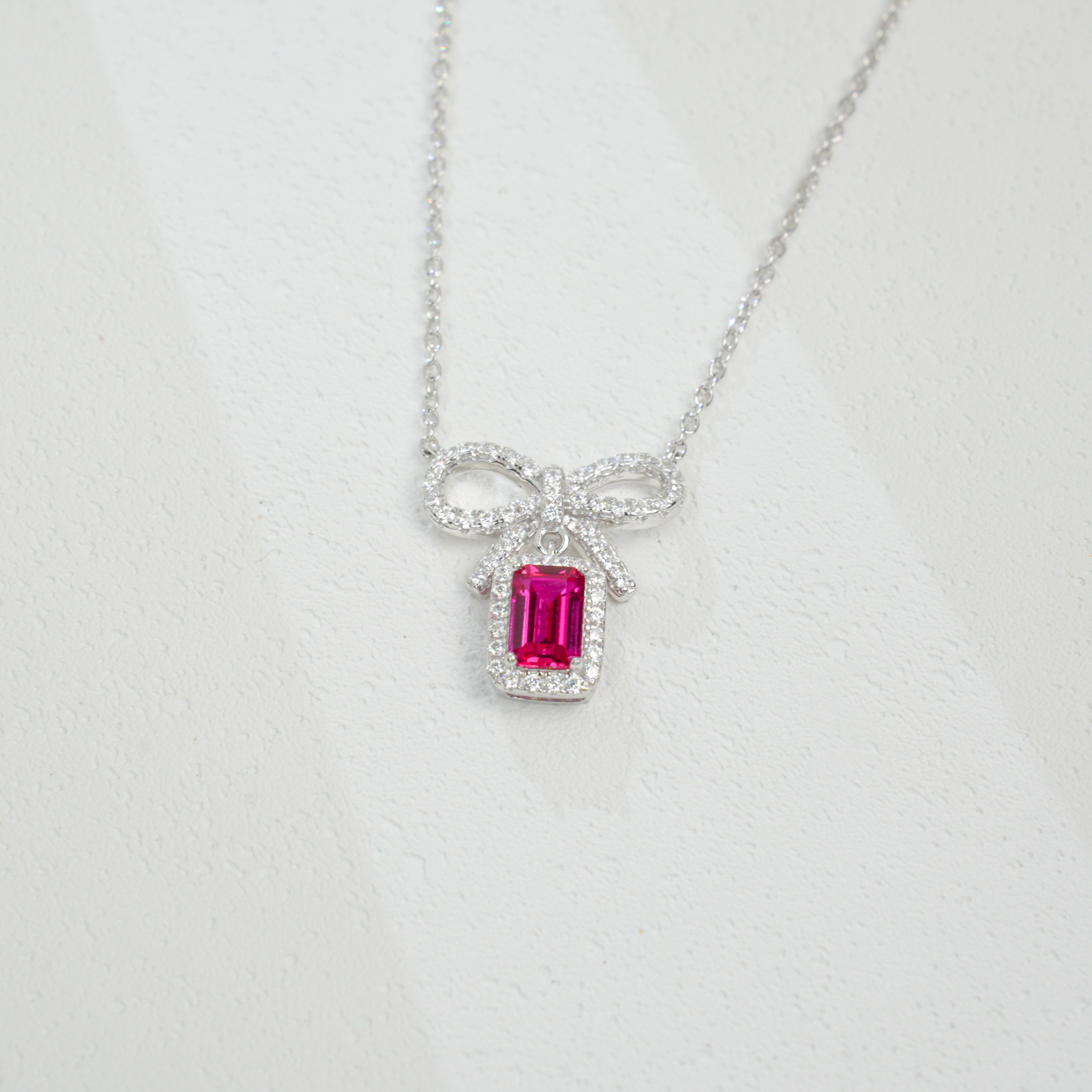 Sapphire Bow Pendant Necklace