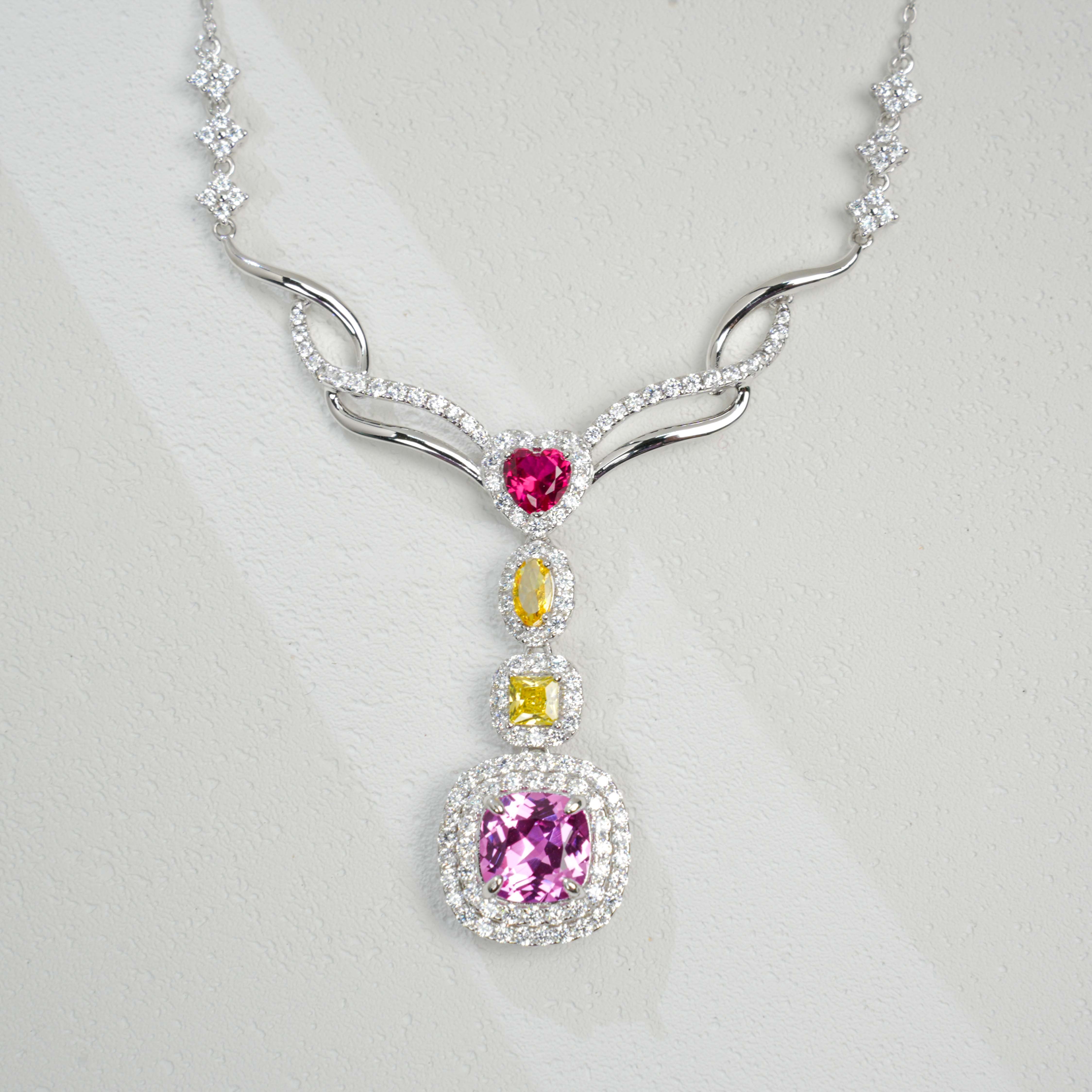 Colorful Padparadscha Statement Necklace