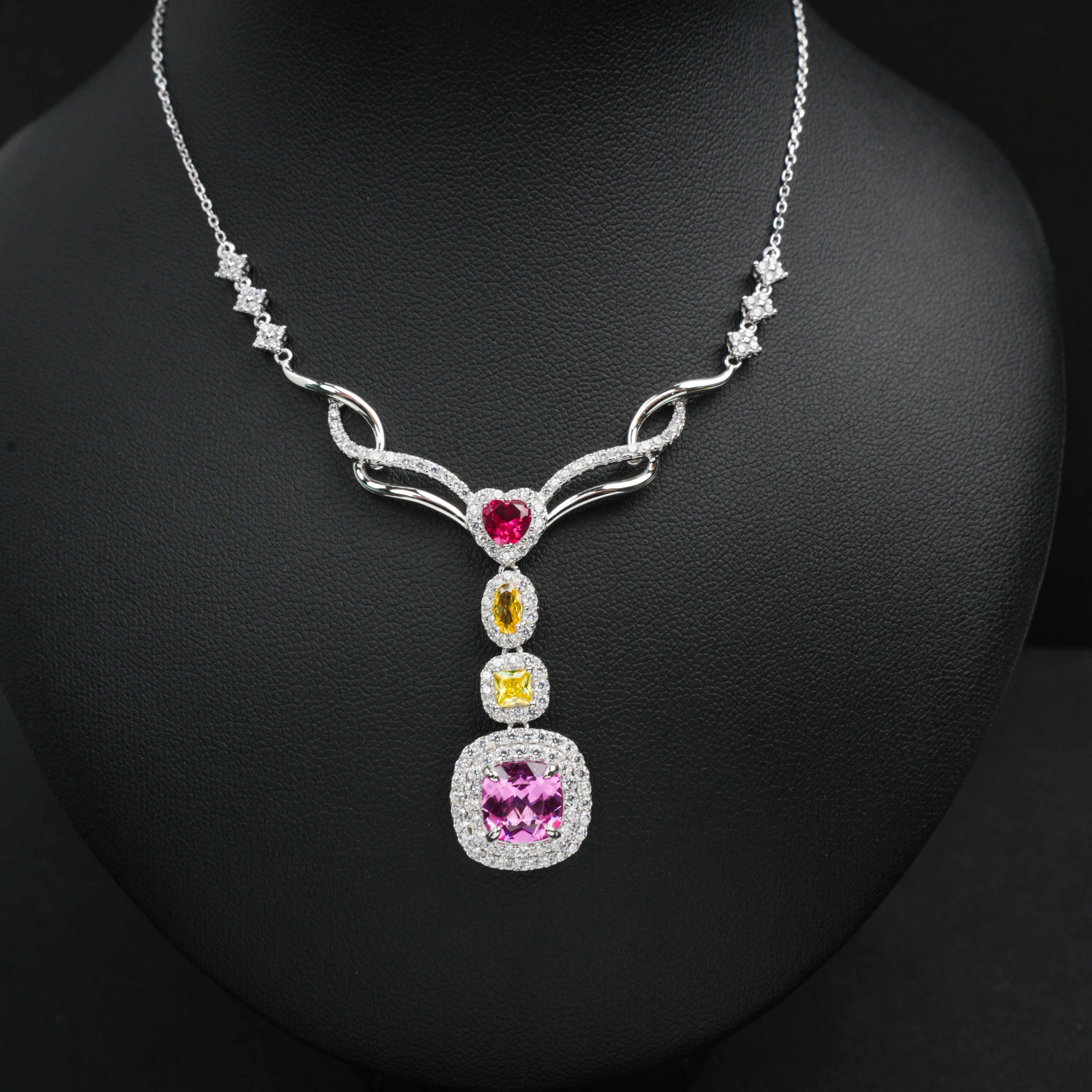 Colorful Padparadscha Statement Necklace