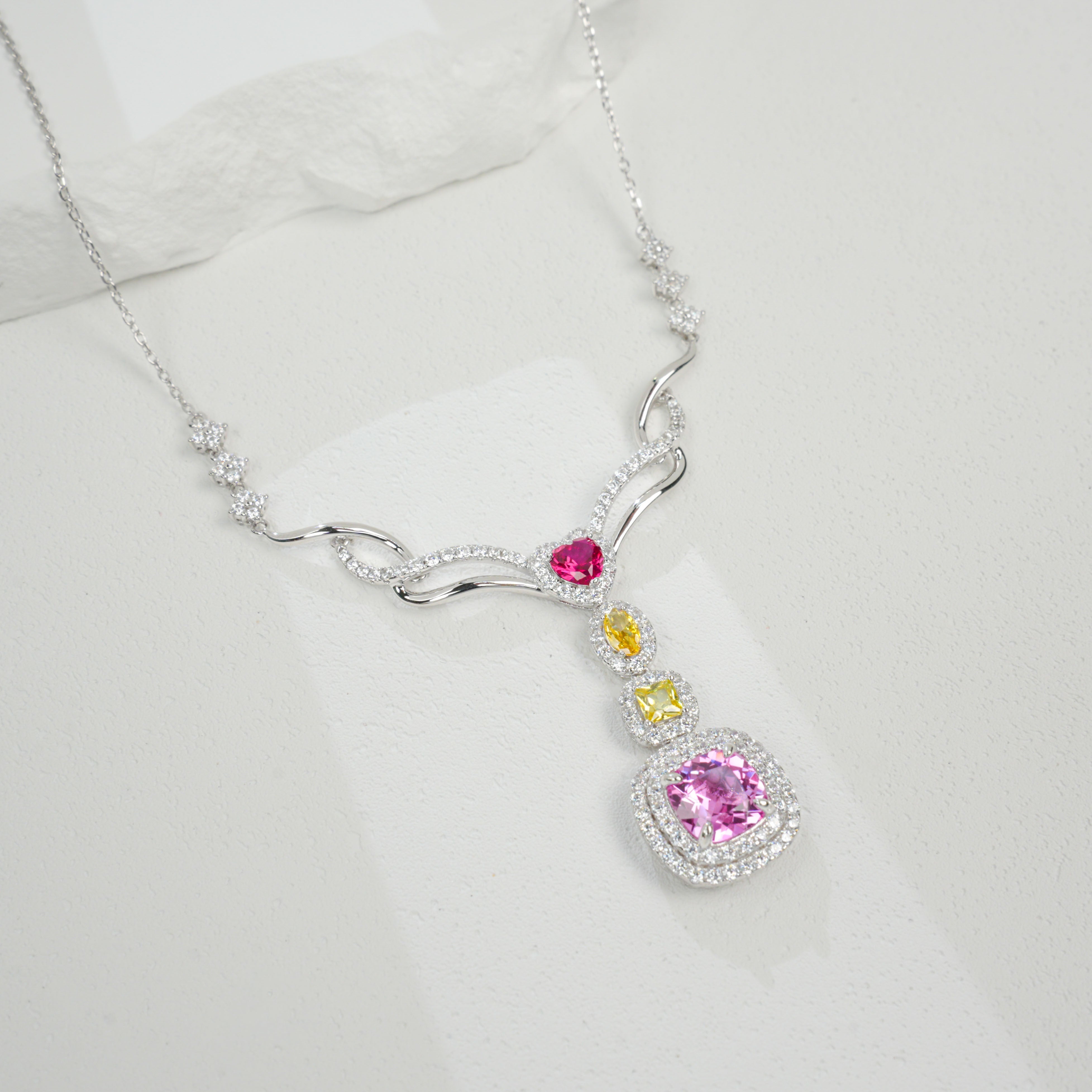 Colorful Padparadscha Statement Necklace