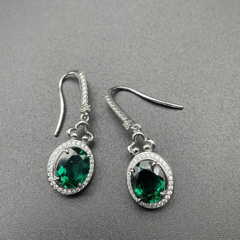 Crystal - Accented Emerald Earrings