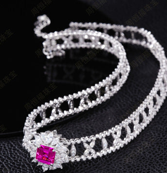 Luxurious Lab-Grown Sapphire S925 Silver with 18k Gold Plating Necklace - Dazzling and Exquisite, Exuding Elegant Charm