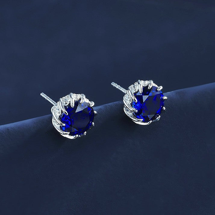 Halo Sapphire Stud Earrings