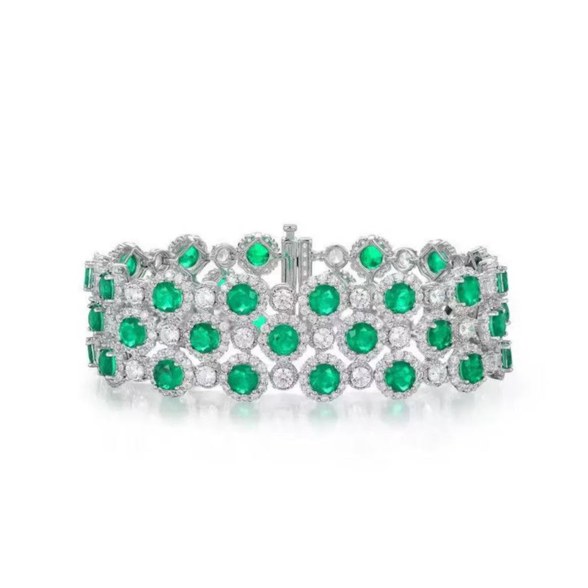 Emerald Halo Tennis Bracelet