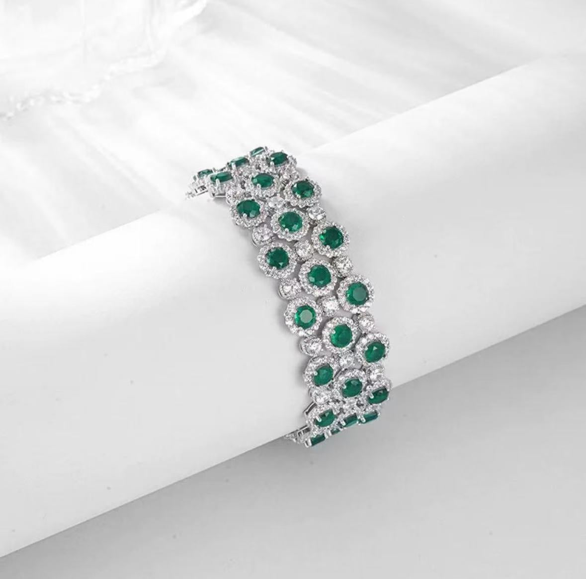 Emerald Halo Tennis Bracelet