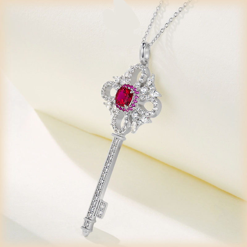 Ruby Key Pendant Necklace