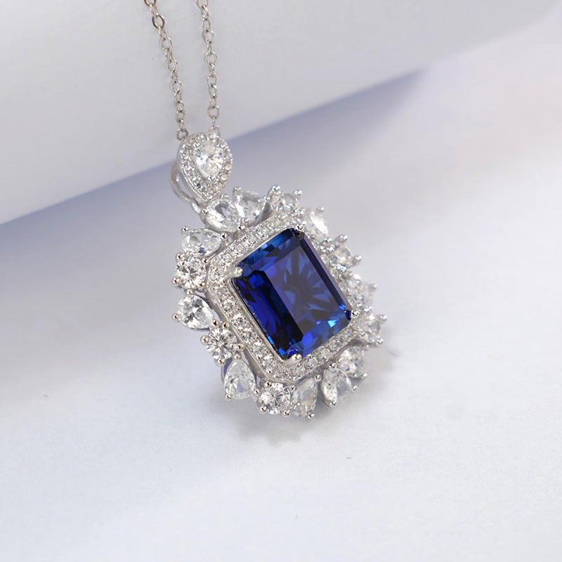 Halo Sapphire & Diamond Pendant