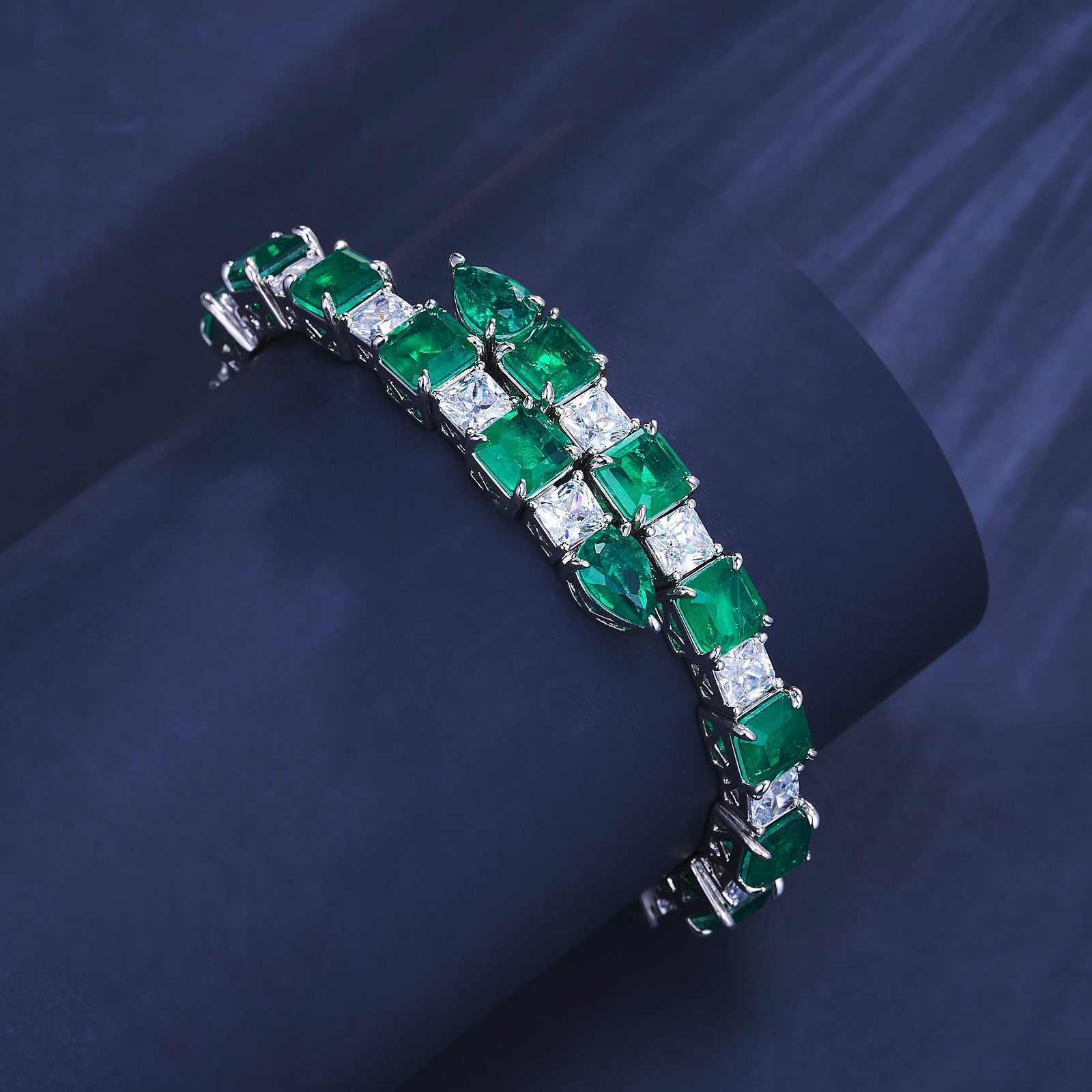 Emerald Geometric Tennis Bracelet
