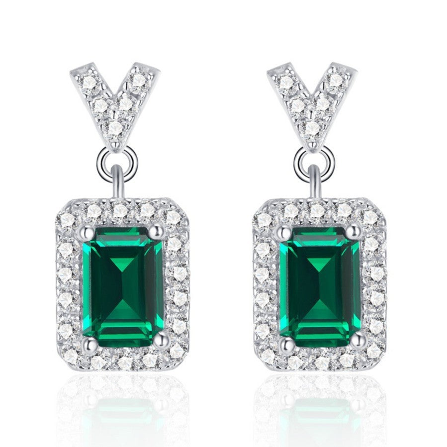 V - Shaped Emerald Dangle Earrings