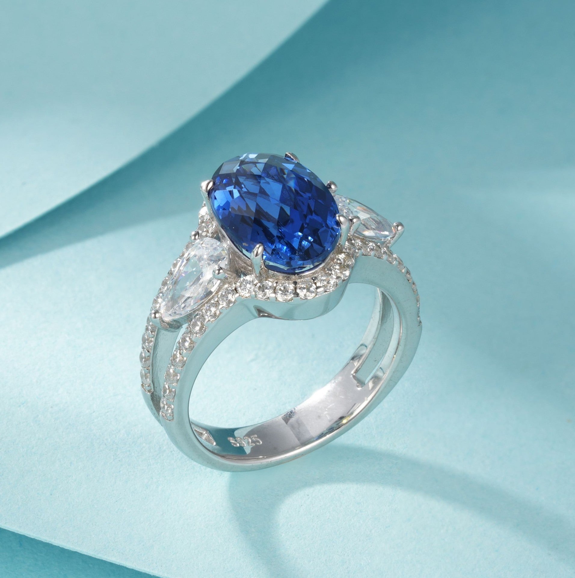 Oval Sapphire Halo Ring