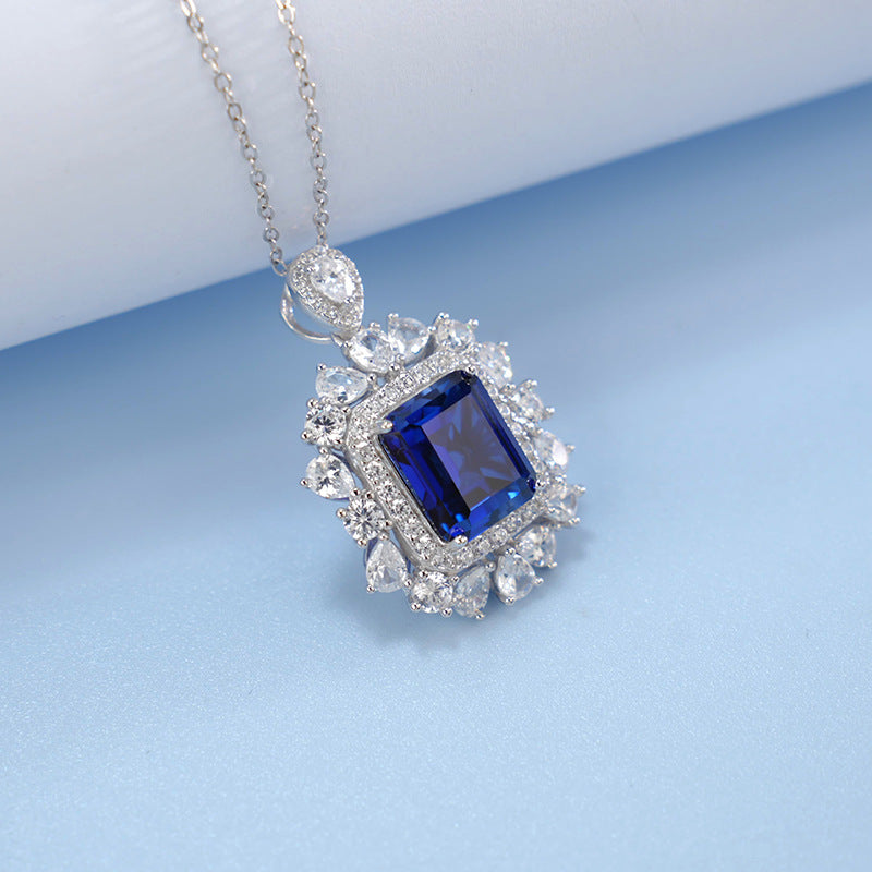 Halo Sapphire & Diamond Pendant