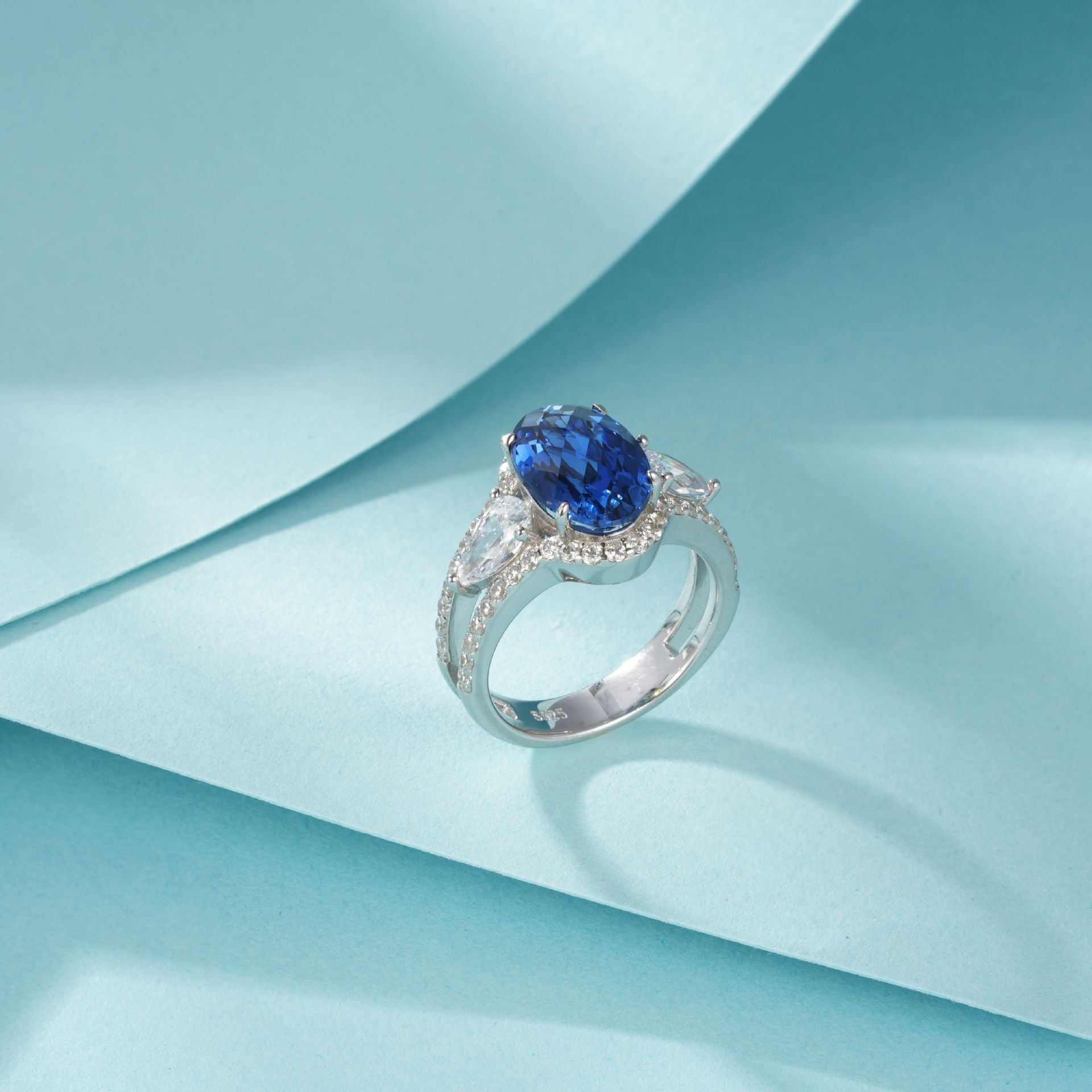 Oval Sapphire Halo Ring