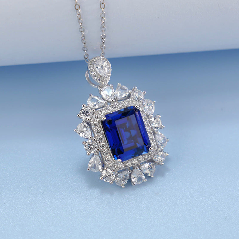 Halo Sapphire & Diamond Pendant