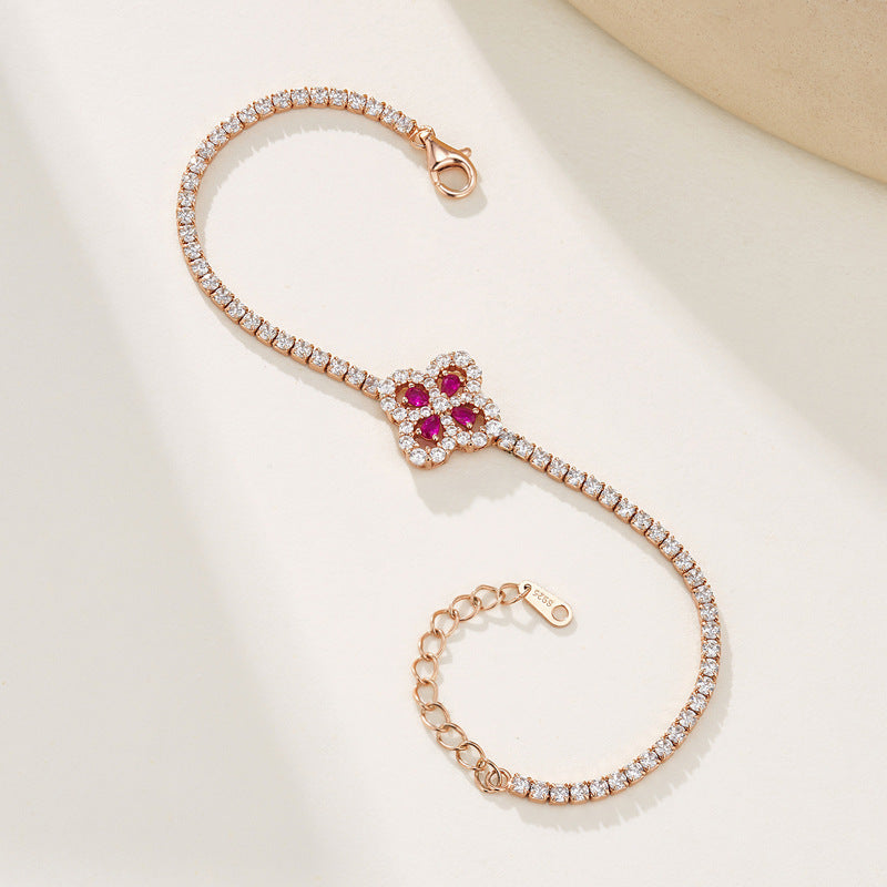 Ruby Clover Bracelet