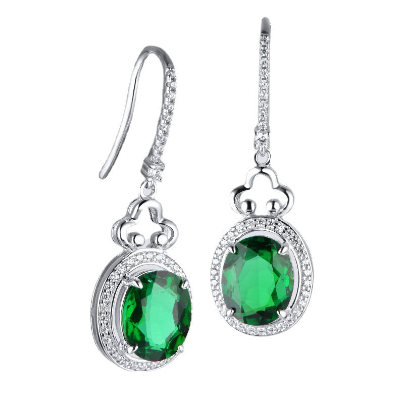 Crystal - Accented Emerald Earrings