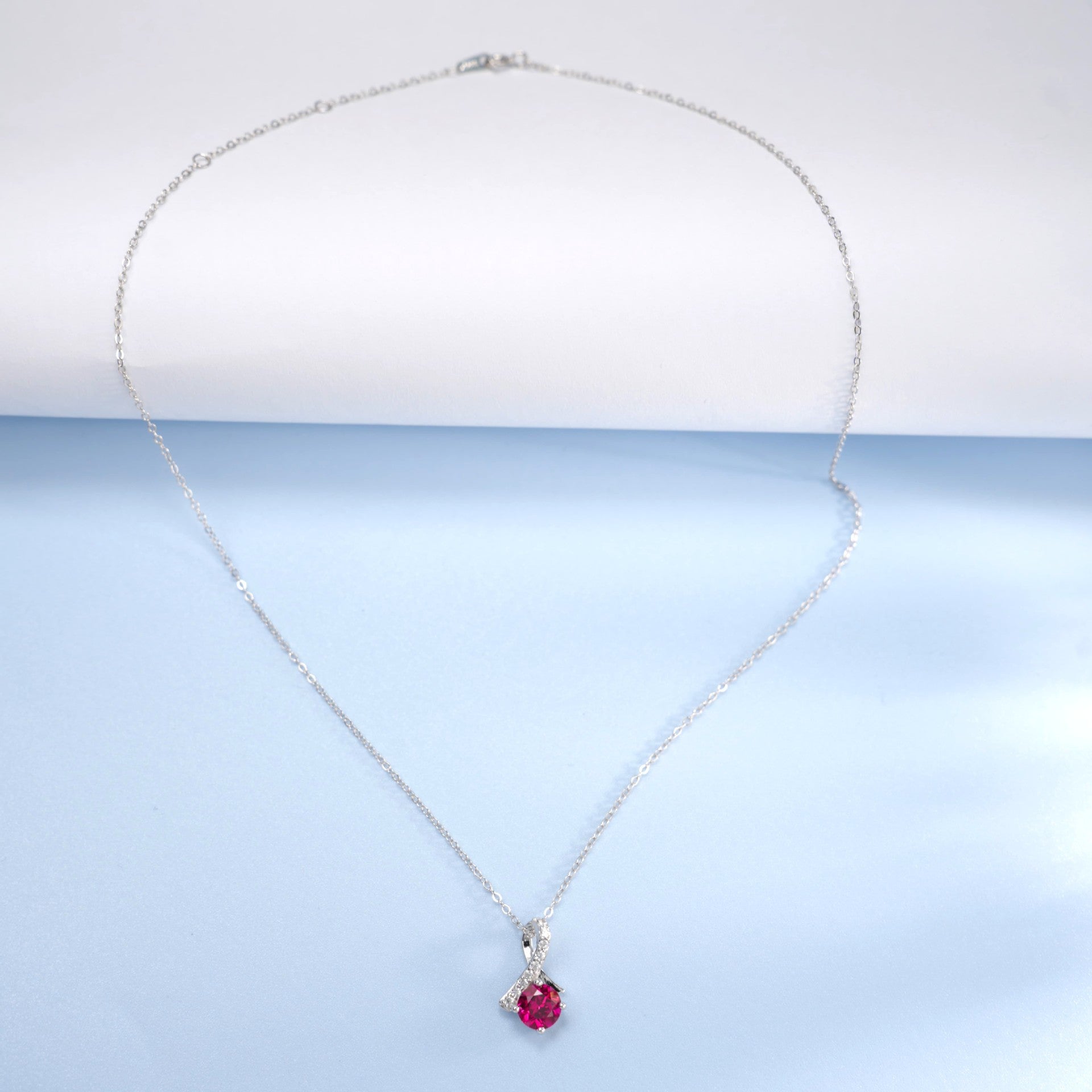 Elegant Ruby Solitaire Necklace